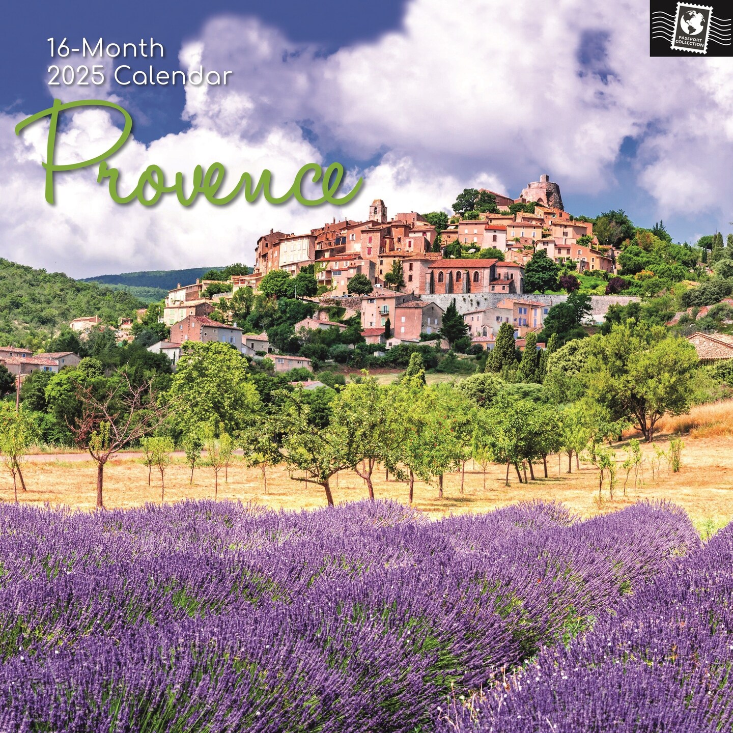 2025 Square Wall Calendar, Provence, 16-Month Passport Collection Theme with 180 Reminder Stickers (12x12 In)