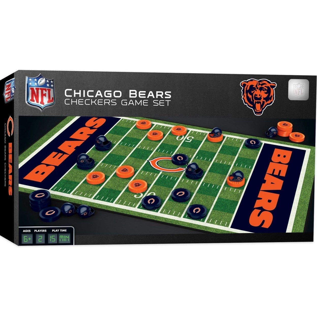 Chicago Bears Checkers Board Game Nfl 24 Piece Set 13X21 Inches