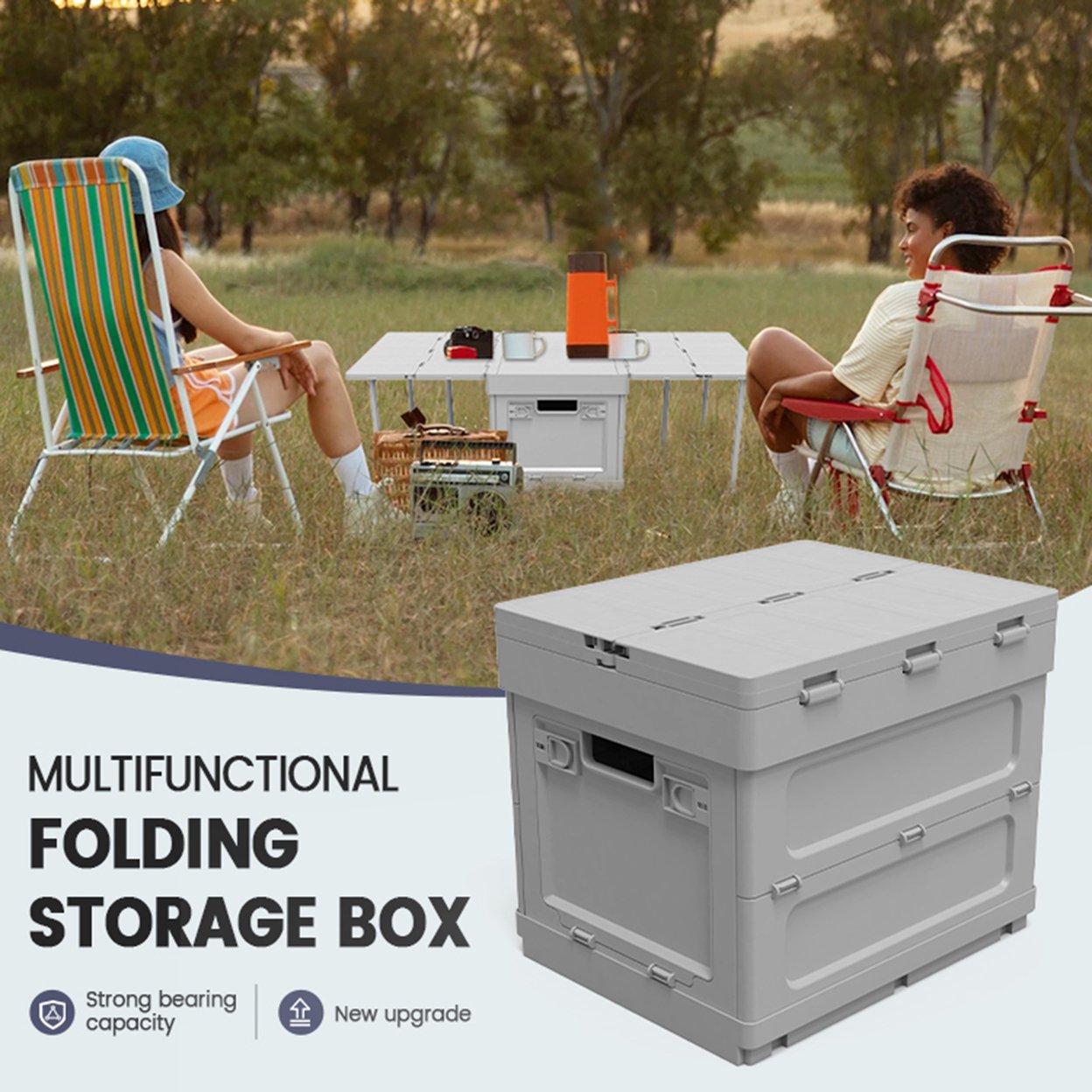 Folding Table Large Capacity Storage Container Portable Function Parking Warning Sign For Camping Outdoor