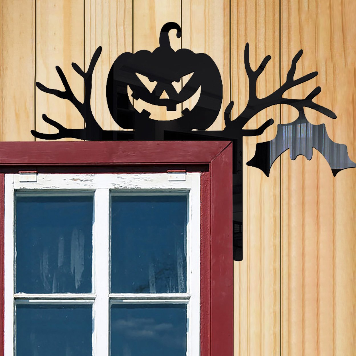 Halloween Door Topper Acrylic Bat Pumpkin Wall Sticker Halloween Door Corner Frame Sign Home Decoration For Door Wall