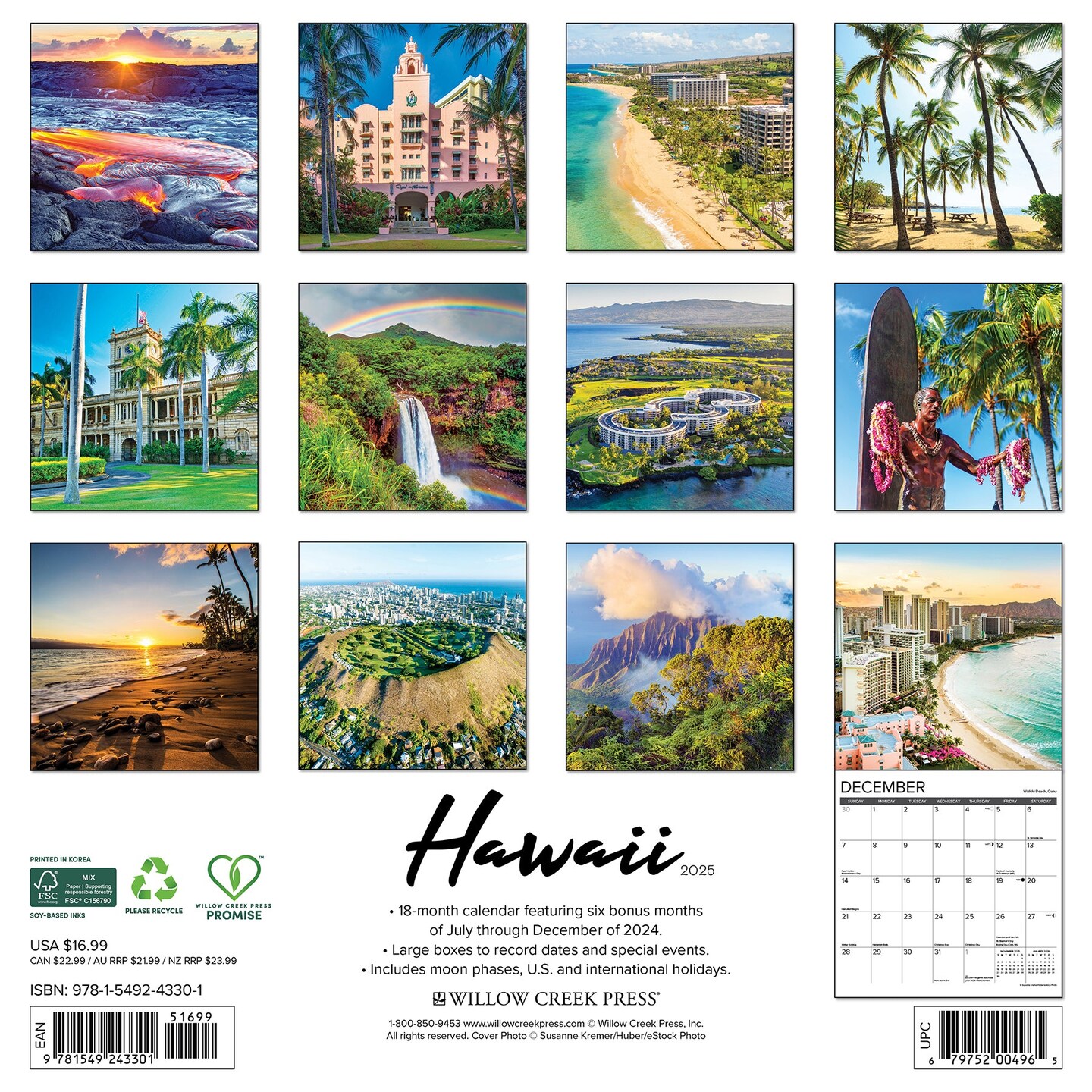 Hawaii 2025 Wall Calendar