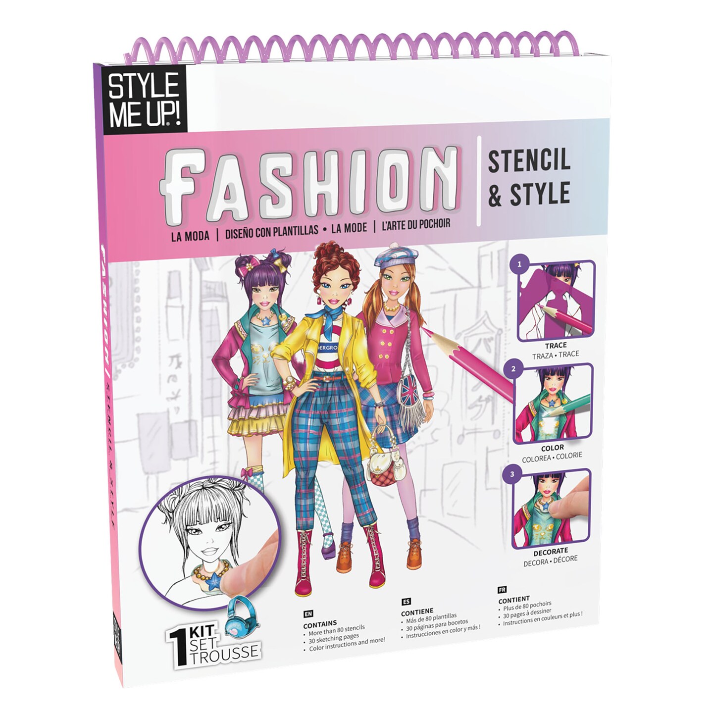 Style Me Up: Fashion Stencil and Style, Kids Art Kit, includes 30 Model Templates to Choose from, Over 80 Fashion Stencils to Help Kids Create Designs with Ease, for Ages 8 and up