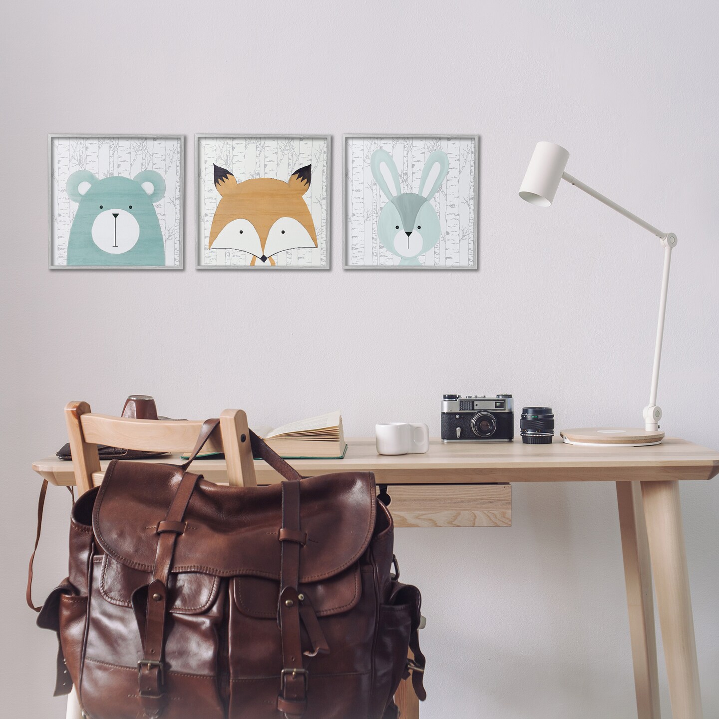 Stupell Industries Whimsical Woodland Nursery Animals 3pc Framed Giclee Set Design by Kim Allen