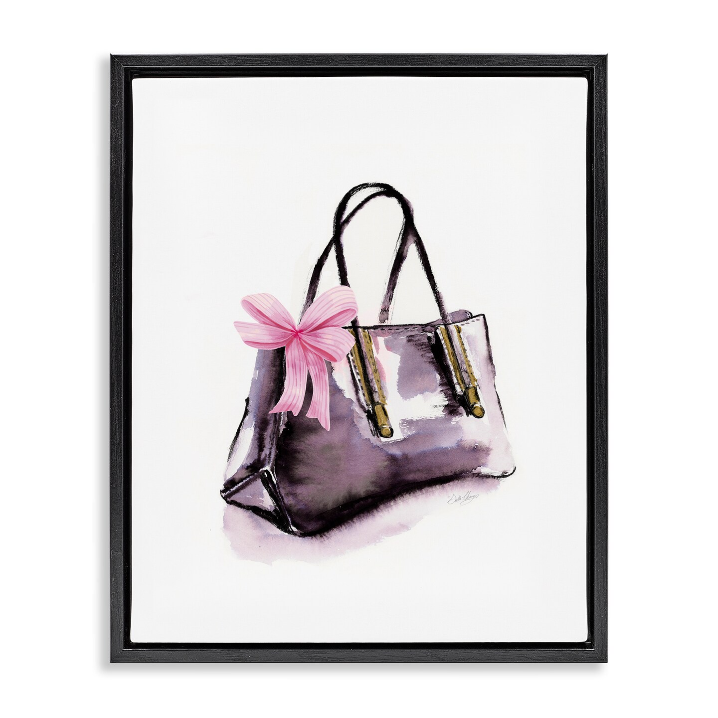 Stupell Industries Luxe Purse with Ribbon Floating Frame Design by Stella Chang