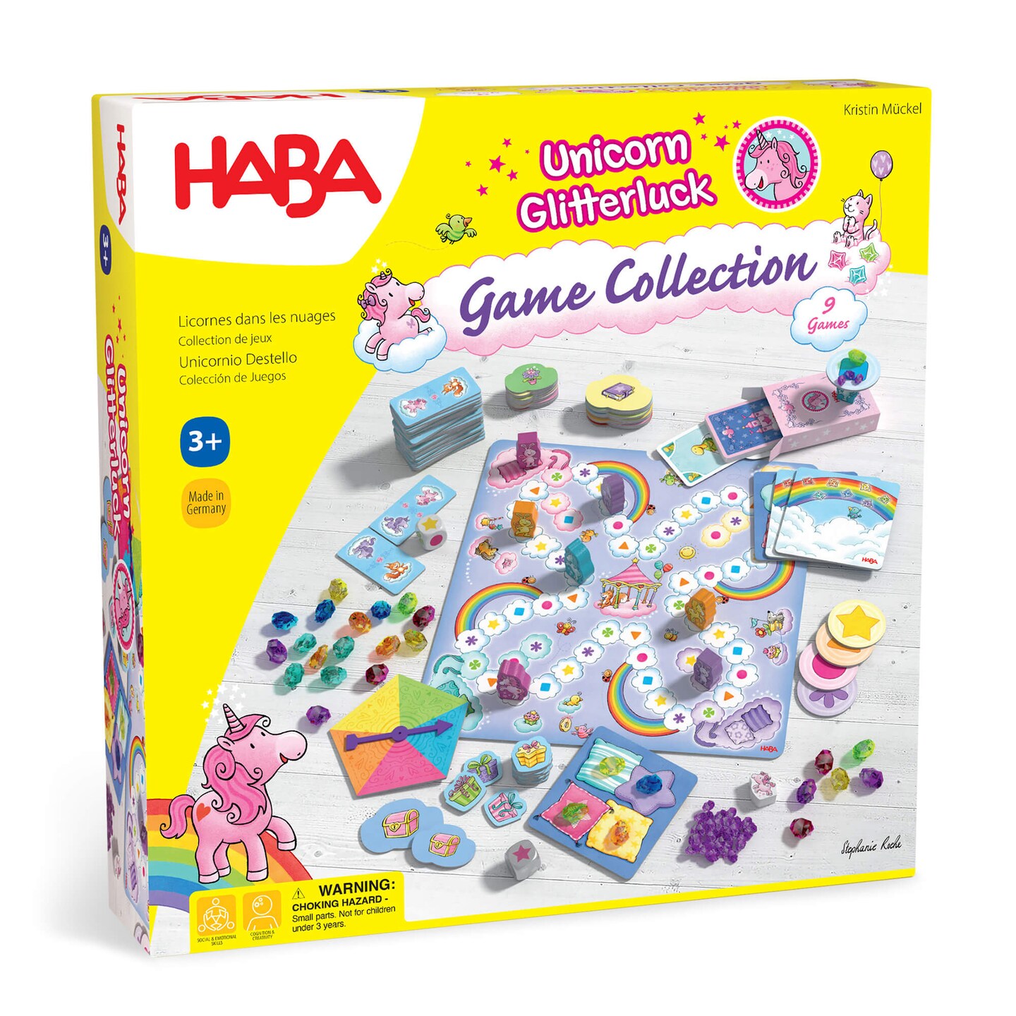 HABA Unicorn Glitterluck 9 Game - Board Game Collection for Ages 4-8
