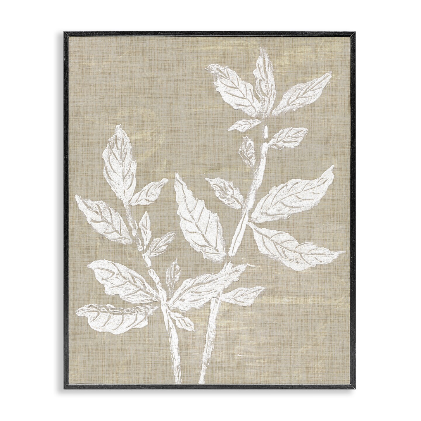 Stupell Industries Boho Leaves on Natural Pattern Framed Giclee Design by Melissa Wang