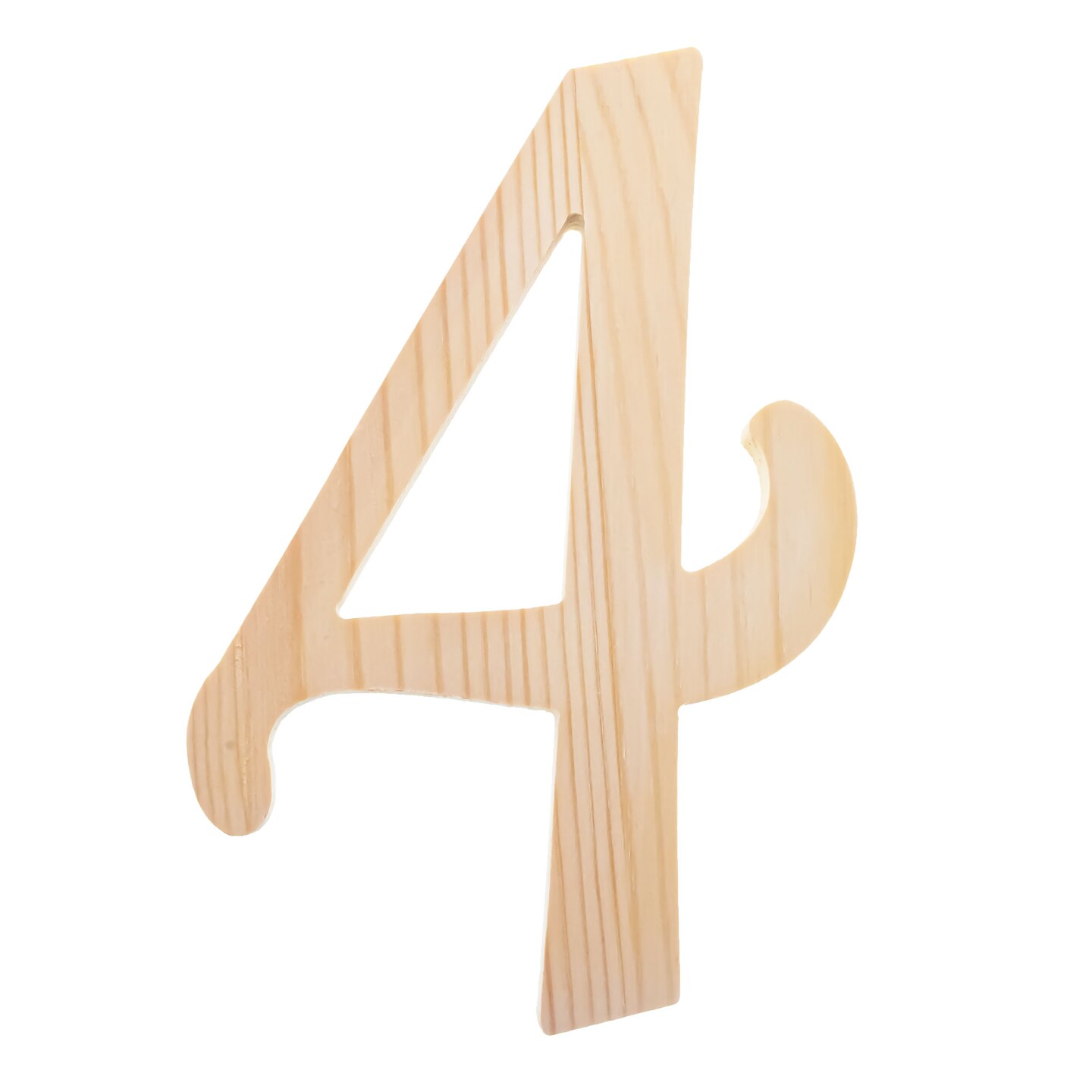 Unfinished Wooden Playball Italic Number 4 (6.25 Inches)