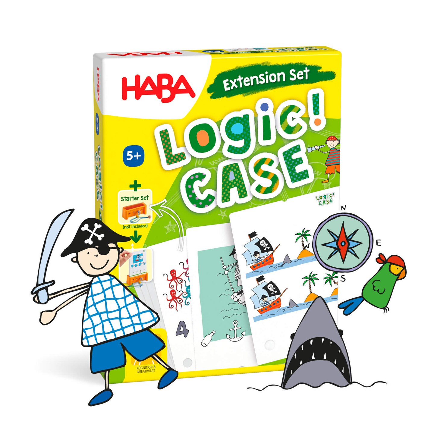 HABA Logic Case Extension Set: Pirates for Ages 5+ Travel Games, Flash Cards for Kids, Brain Teaser Puzzle Games &#x26; Cool Card Games for Kids