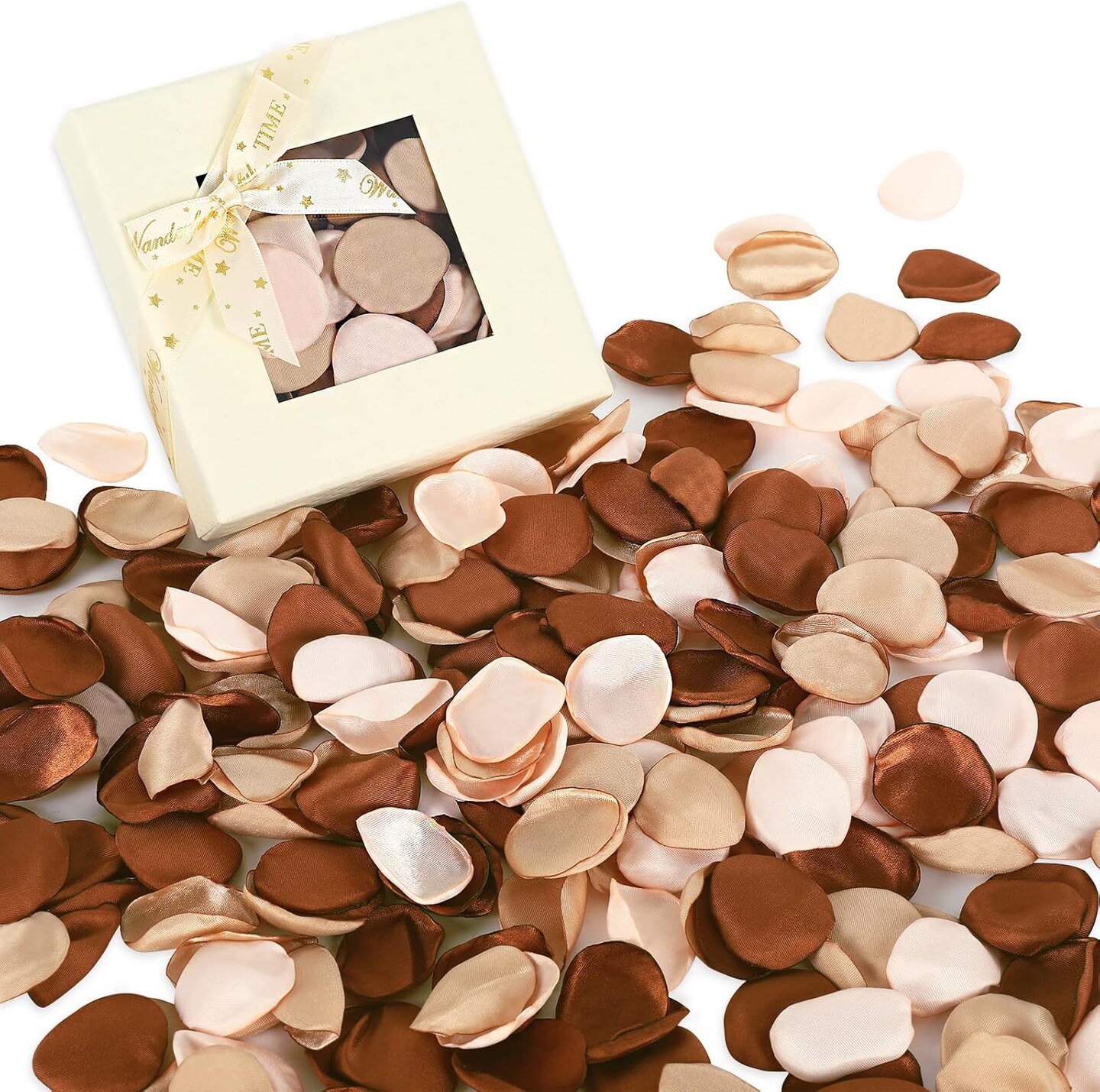 300Pcs Silk Rose Petals Champagne Flower Petals with Gift Box Artificial Scatter Flowers for Bridal Shower Romantic Night Wedding Aisle Table Centerpieces Reception Tables Decorations