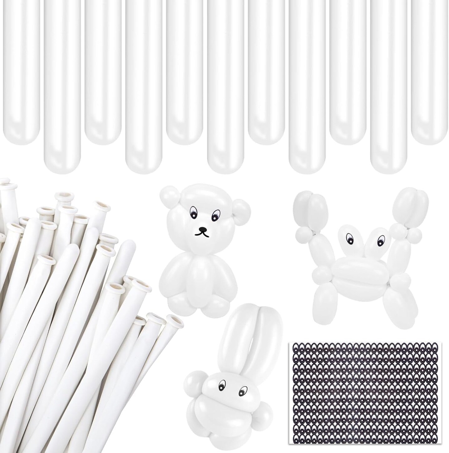 100PCS 260 Long Balloons, White Magic Latex Balloons Thicken Twisting for Birthday Wedding Party Decorations