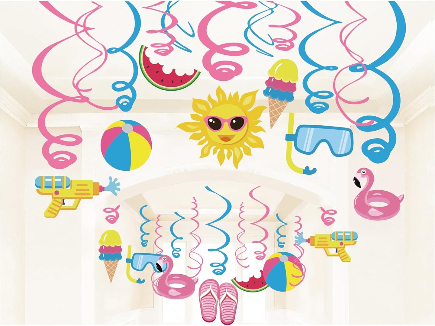 Pool Party Decorations,Summer Decor,Pool Hanging Swirl Decorations,Themed Birthday Party,Ceiling Decorations for Home,Classroom,Office