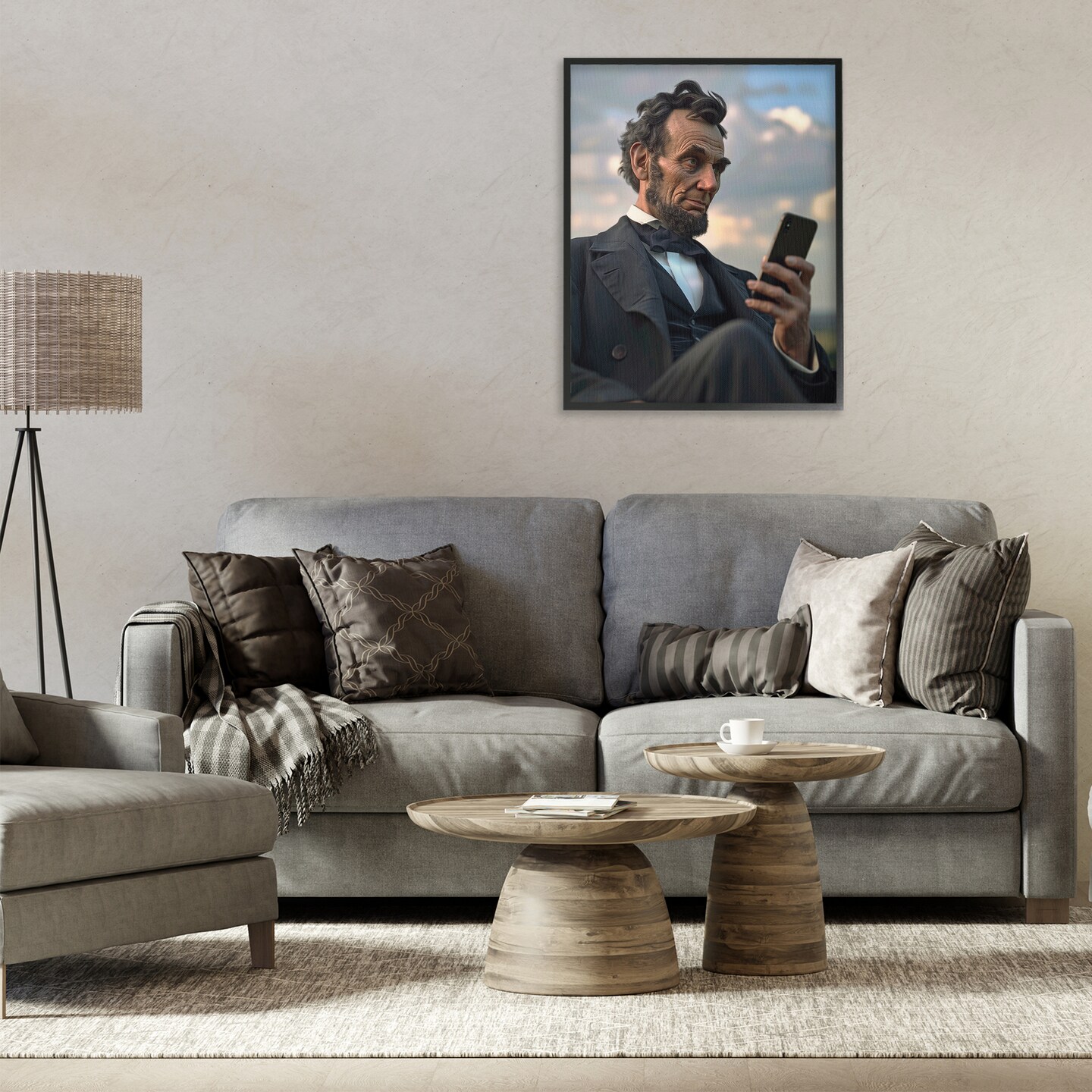 Stupell Industries Abe Lincoln with Cellphone Framed Giclee Design by Michael McKinney
