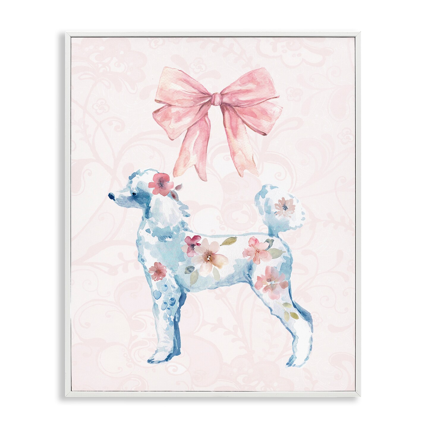 Stupell Industries Pastel Floral Dog Framed Giclee Design by Carol Robinson
