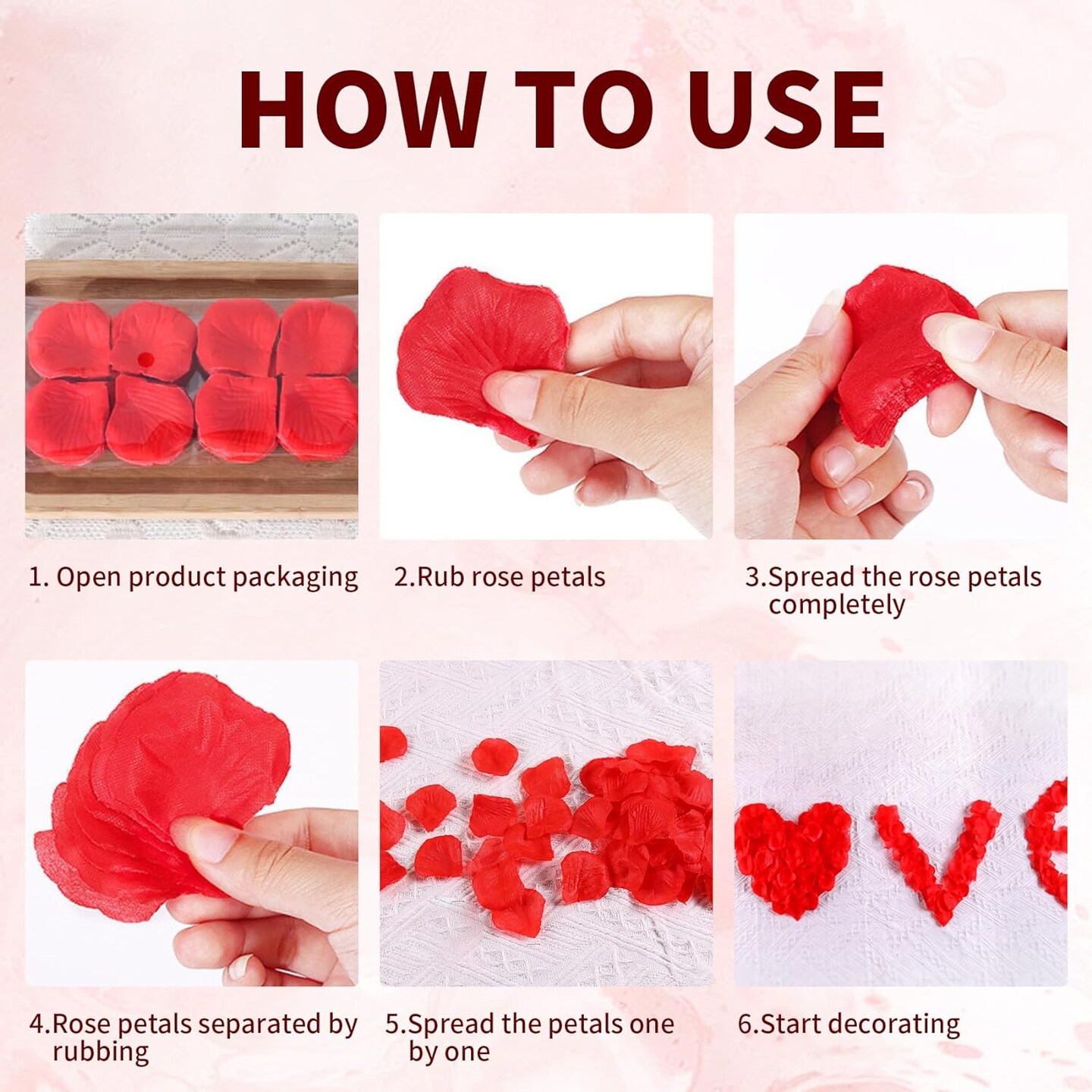 Rose Petals for Bedroom - Fake Roses Petal Faux Flowers, Artificial Roses Petals for Marry me, Valentines, Proposal, Anniversary, Wedding