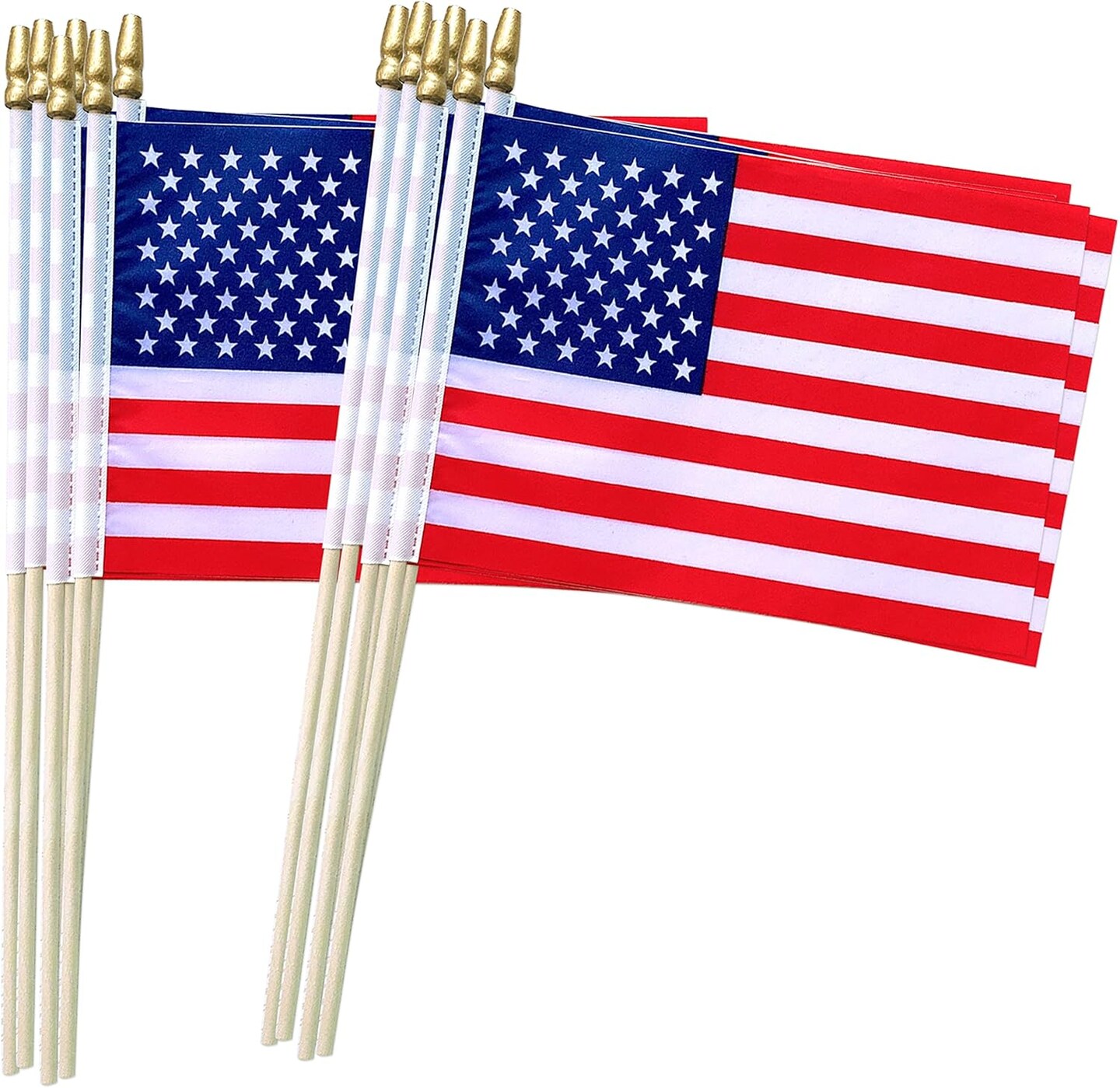 12 Pack US American Stick Flags Small Mini USA Hand Held Flags 5x8 Inch