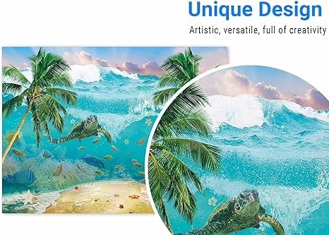 8 x 6 FT Underwater Wave Backdrop Ocean Beach Fantasy Undersea Turtle Palm Tree Background Summer Tropical Kids Sea Birthday Party Supplies Banner Favors Banner Decoration Photo Booth Gift