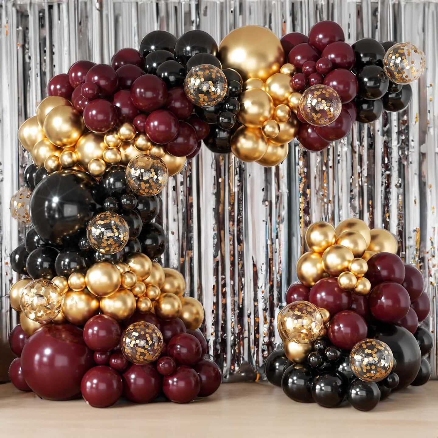 Burgundy Balloon Arch Garland Kit 164pcs Metallic Rose Gold Maroon Gold Balloons