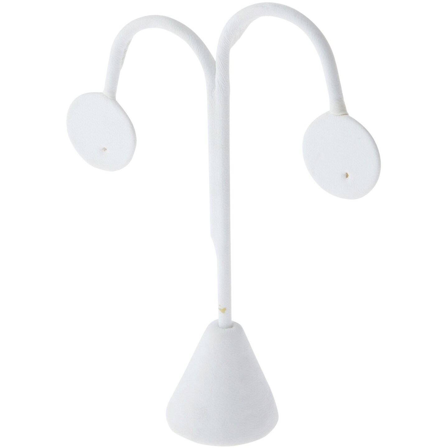 Plymor White Faux Leather Lamp Style, Single Pair Earring Display Stand, 3.75" W x 1.25" D x 4.75" H