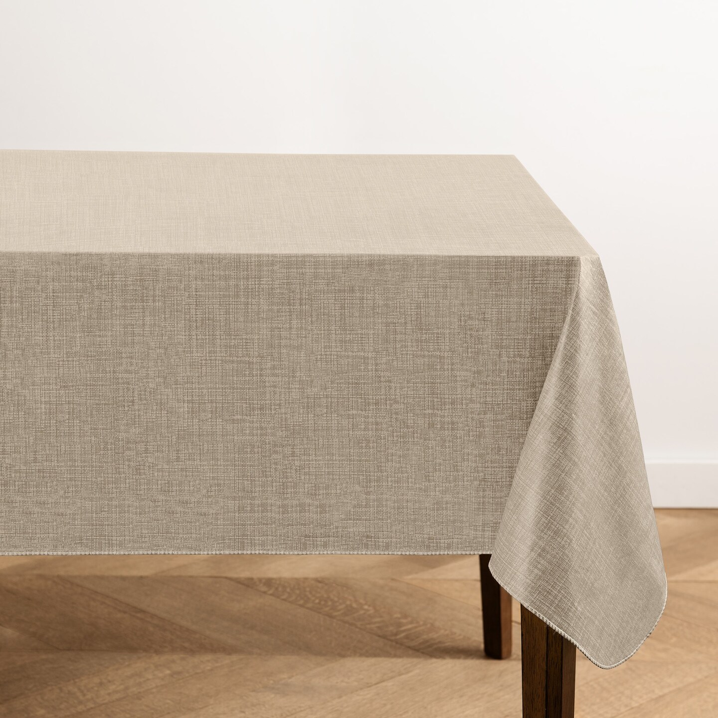 Threadmade Home Monterey Linen Texture Vinyl Indoor/Outdoor Tablecloth, Taupe - 60"W x 84"L