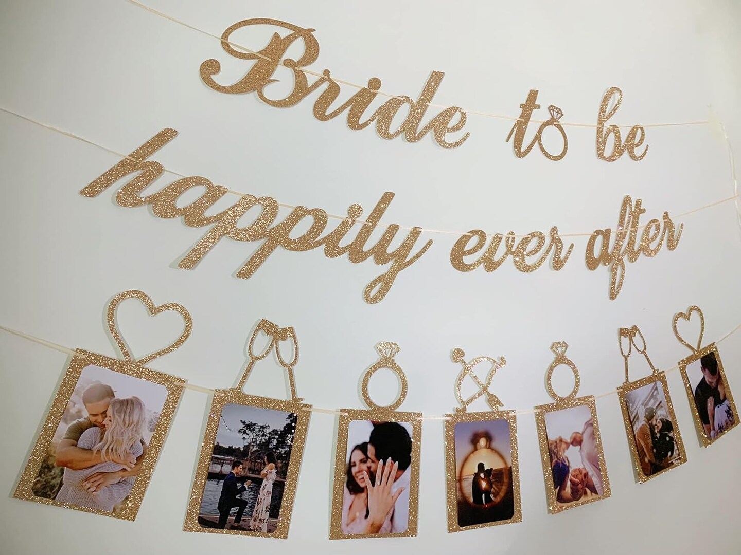 Bridal Shower Decorations - Bride to be happily ever after Banner and Photo Banner for Bridal Shower/Wedding/Engagement Party Kit Supplies Decorations decor(Rose Gold)