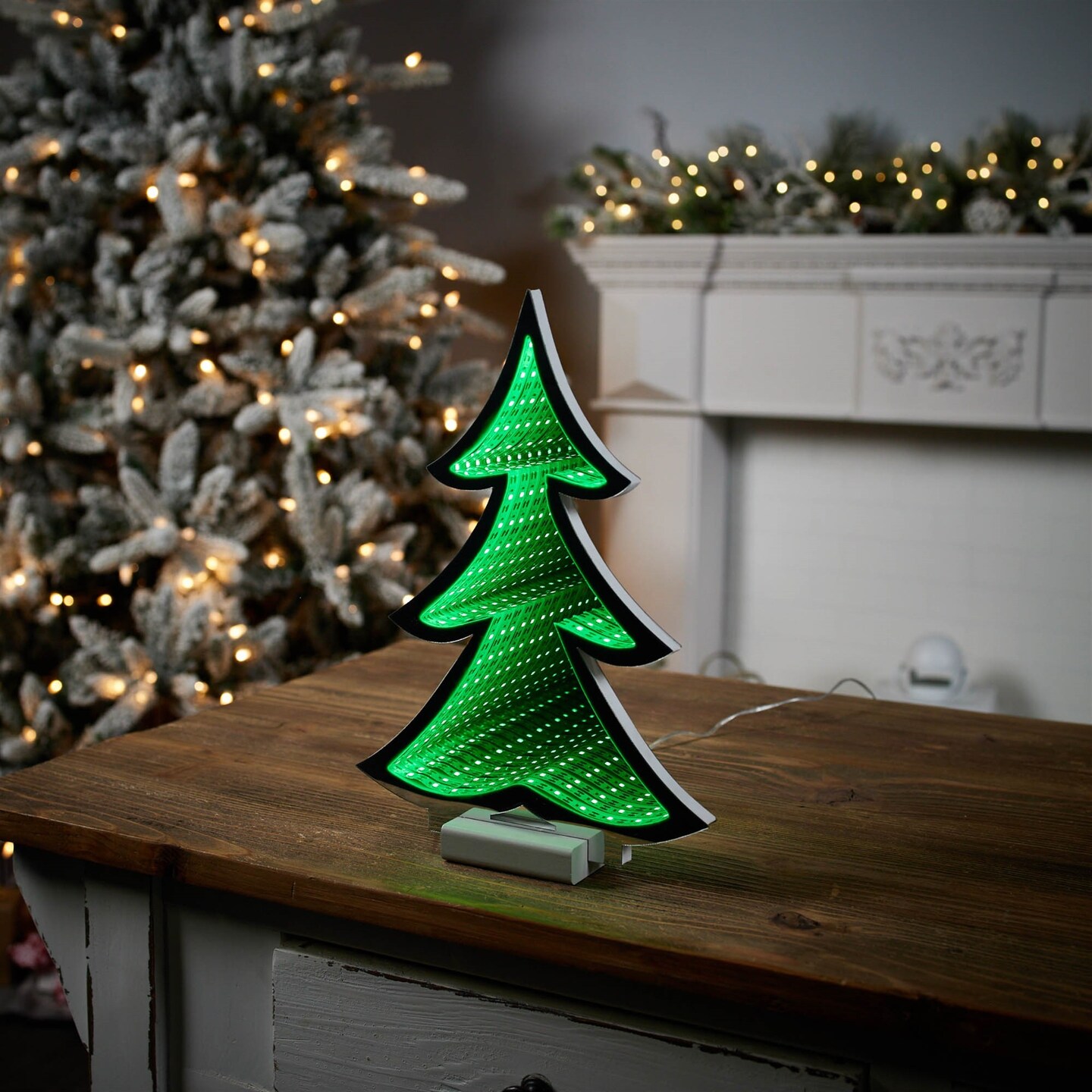 Melrose LED Lighted Mini Pine Christmas Tree Infinity Mirror - 12&#x22;