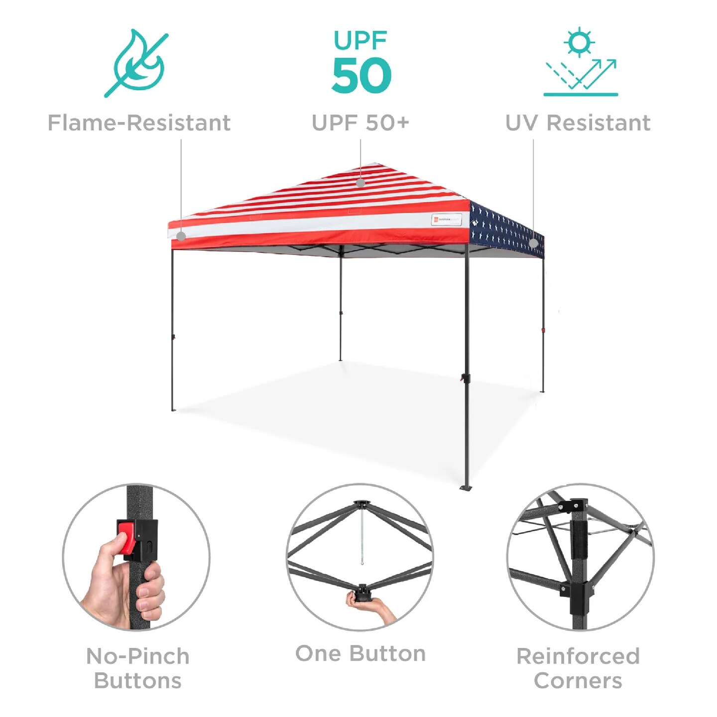 Best Choice Products 8x8ft Easy Setup Pop Up Canopy w/ 1-Button Setup, Wheeled Case, 4 Weight Bags