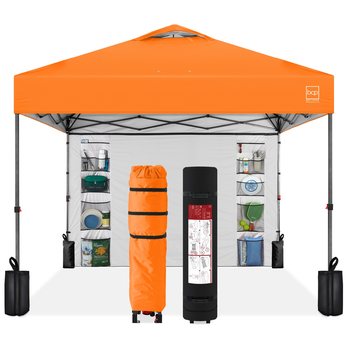 Best Choice Products 10x10ft Easy Setup Pop Up Canopy, Portable Tent w/ Side Wall, 1-Button Push, Case