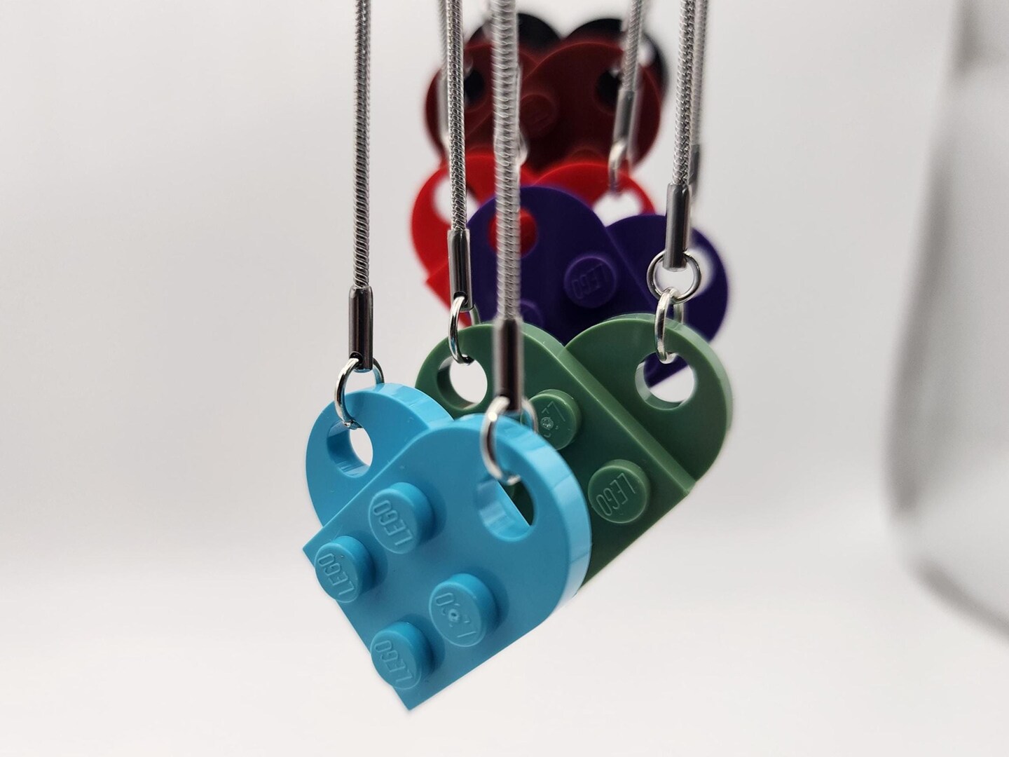 Heart Brick Necklace Made Using LEGO® Bricks Click Together Clasp