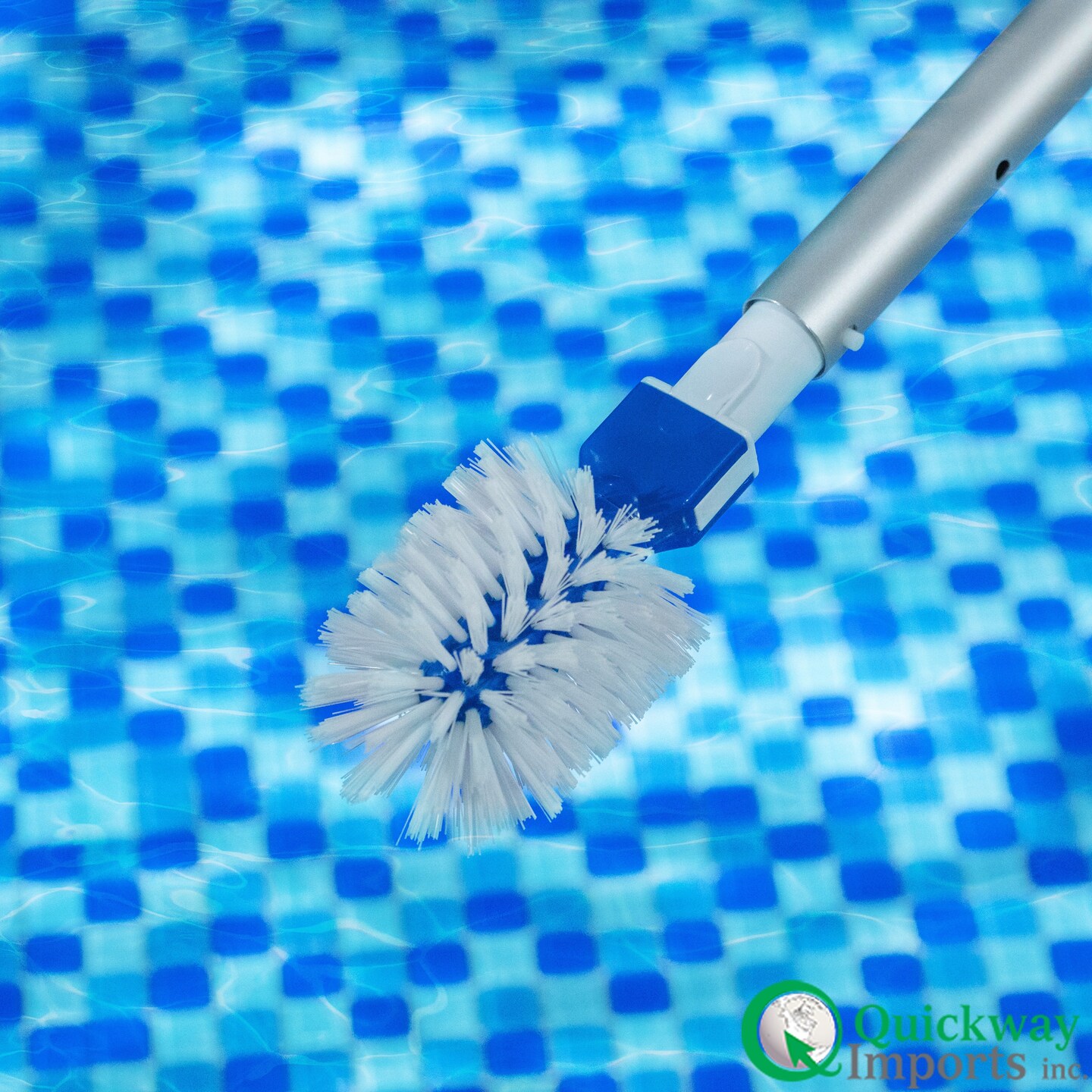 Quickway Imports Round Pool Corner and Step Brush Head Fine Bristle Scrub for In-Ground & Above-Ground Swimming Pools Spas Hot Tubs & Tight Spaces Fits Standard Poles with Easy Clip Handle Attachment