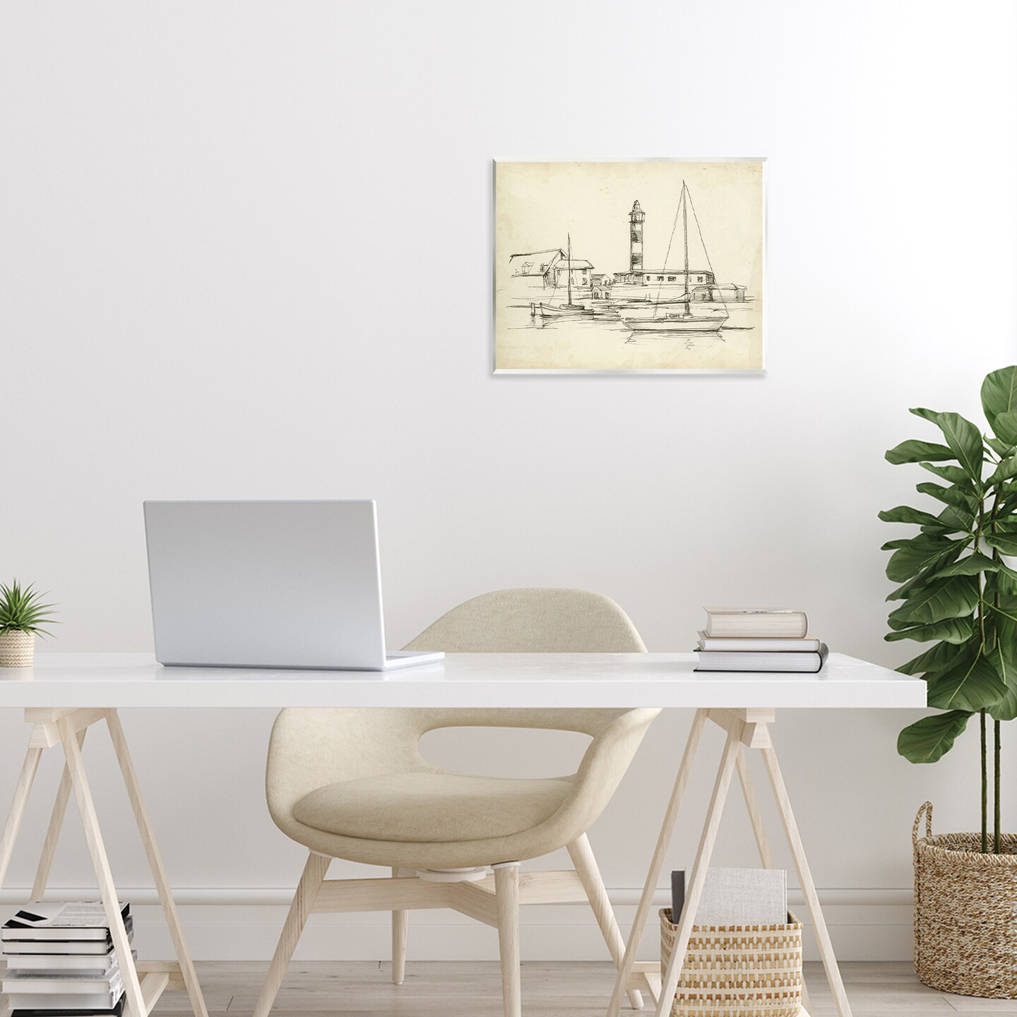 Stupell Industries Antique Lighthouse Study Wall Plaque, design by Ethan Harper