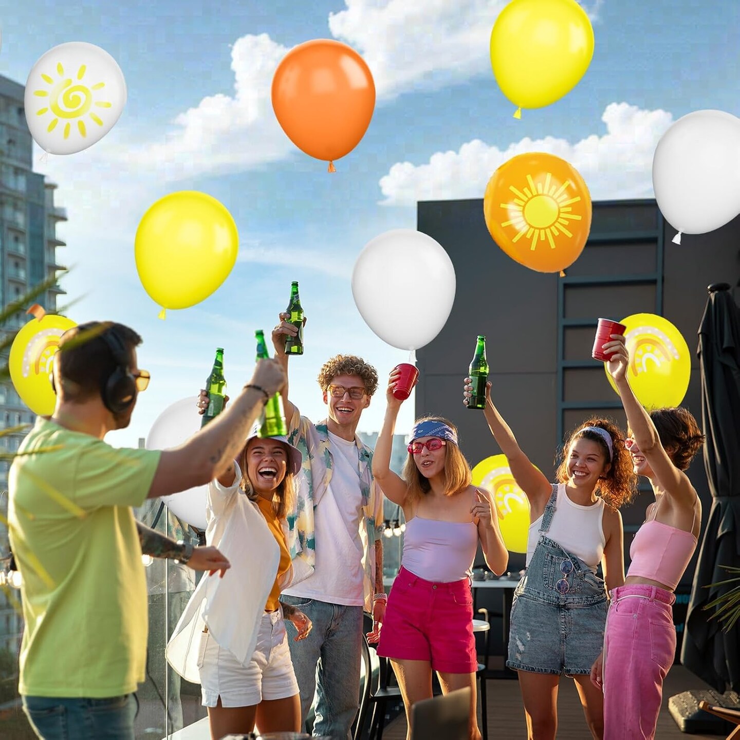12 inch Yellow Orange White Latex Balloons(Sun)