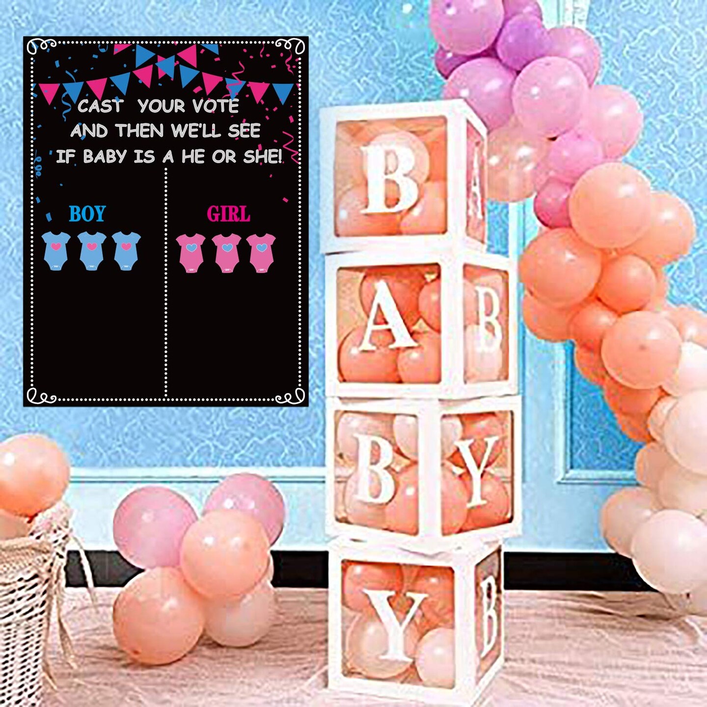 MISS FANTASY Gender Reveal Decorations - 54 Voting Gender Reveal Games Gender Reveal Ideas Boy or Girl Games Party Supplies for Gender Reveal Voting Use Gender Reveal Decor