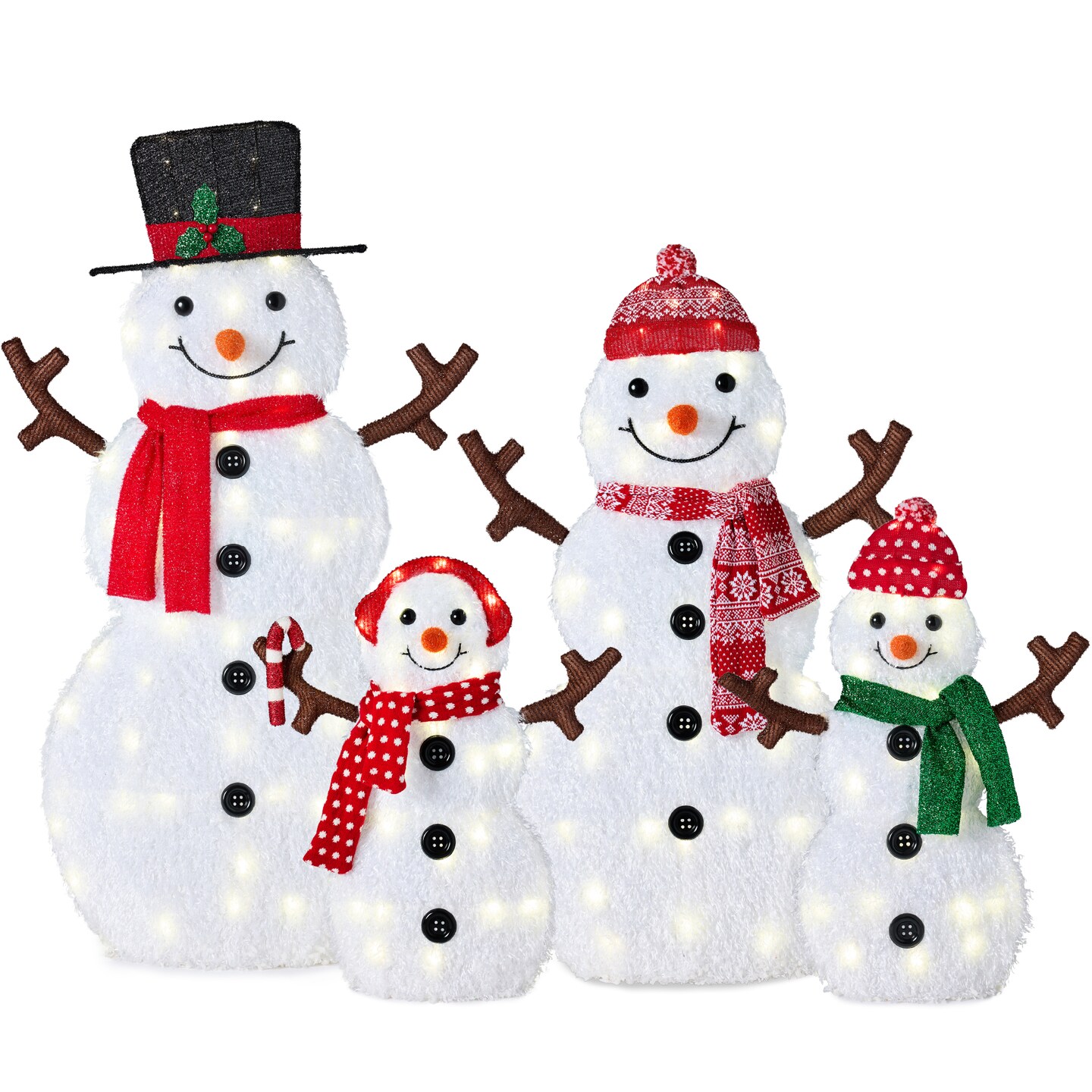 Best Choice Products 2D Lighted Snowman Family Set Outdoor Yard Décor w/ LED Lights