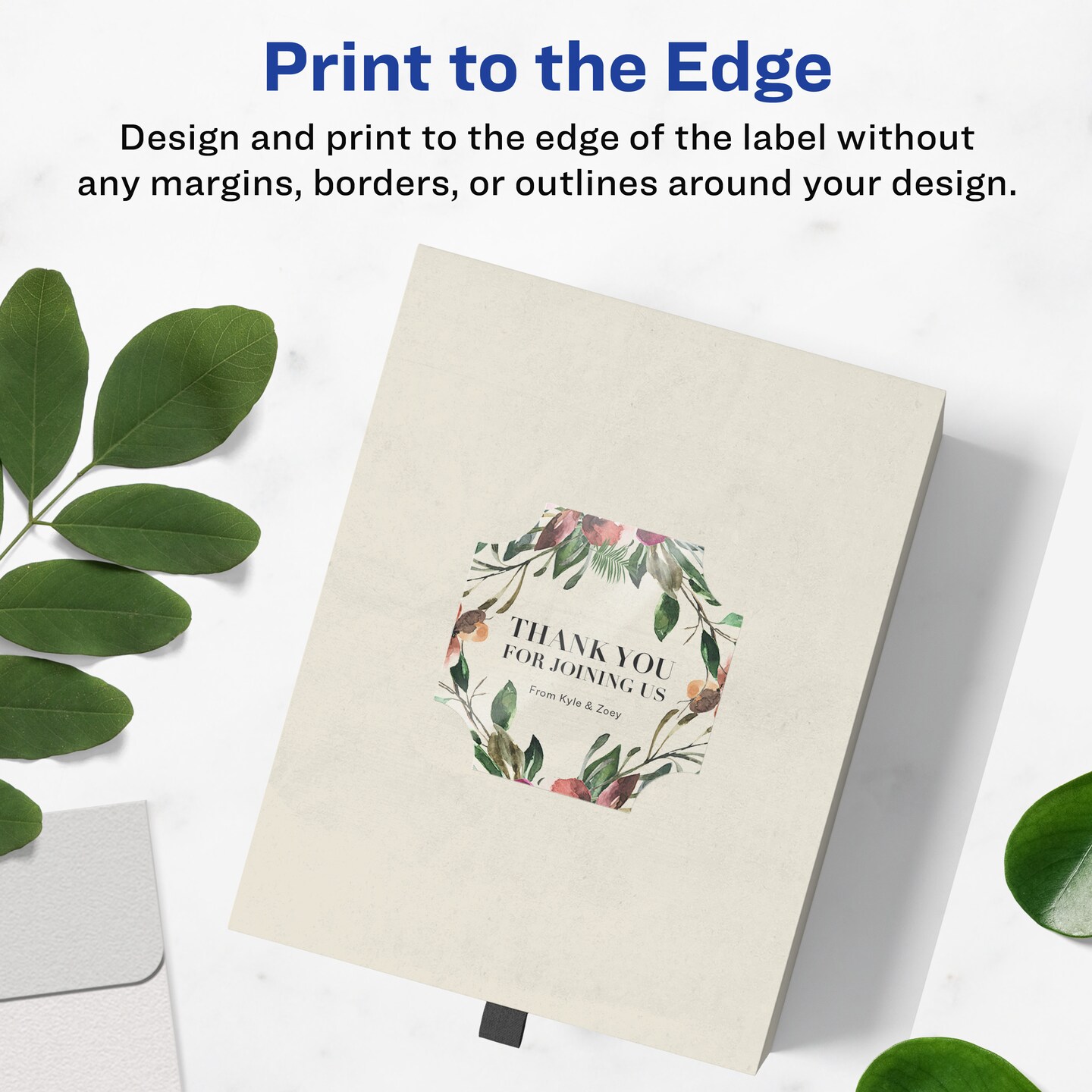 Avery Glossy Clear Square Scalloped Labels with Sure Feed, 1-5/8" x 1-5/8"