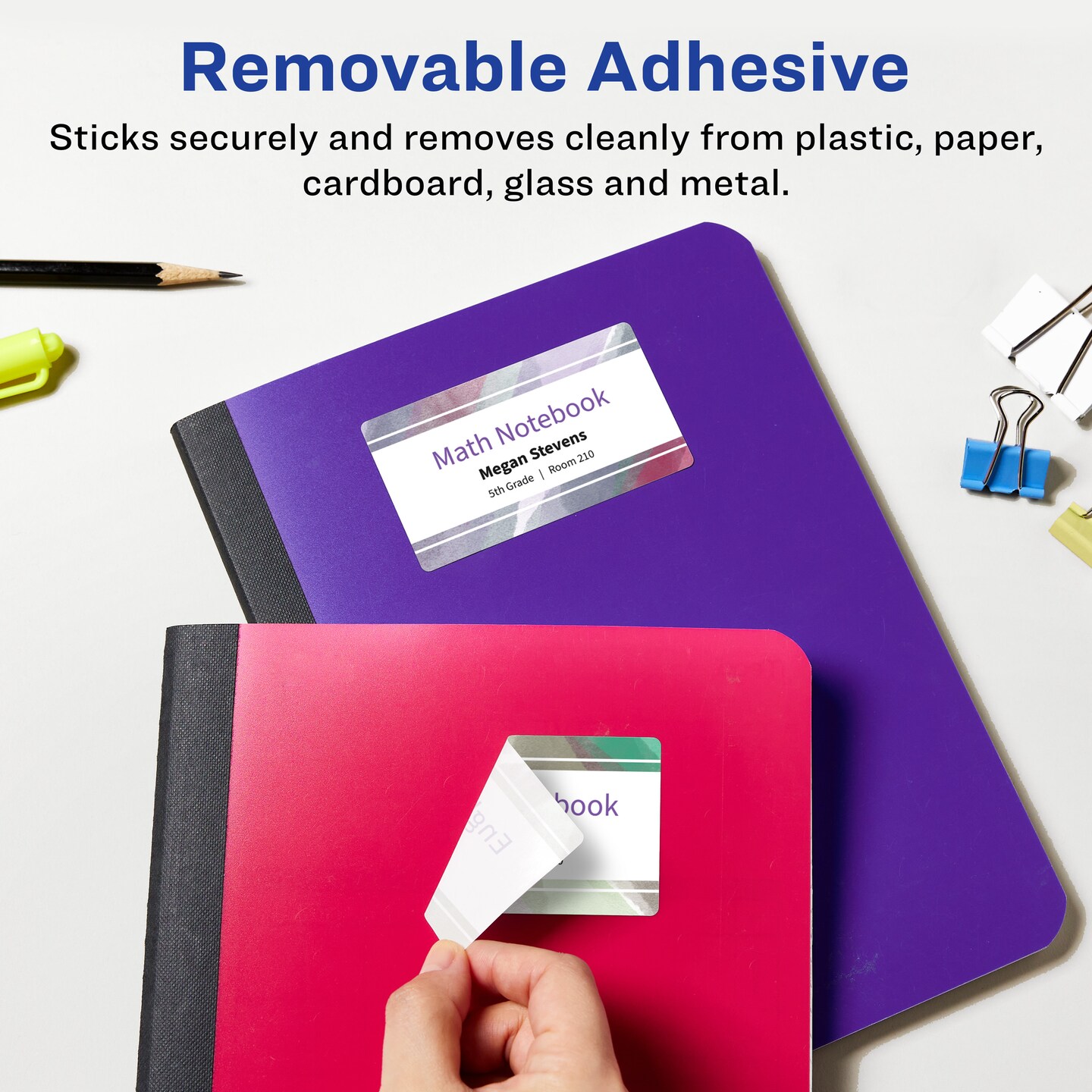 Avery Matte White Removable Rectangle Labels with Sure Feed Technology, Print-to-the-Edge, 1.5" x 3.75"