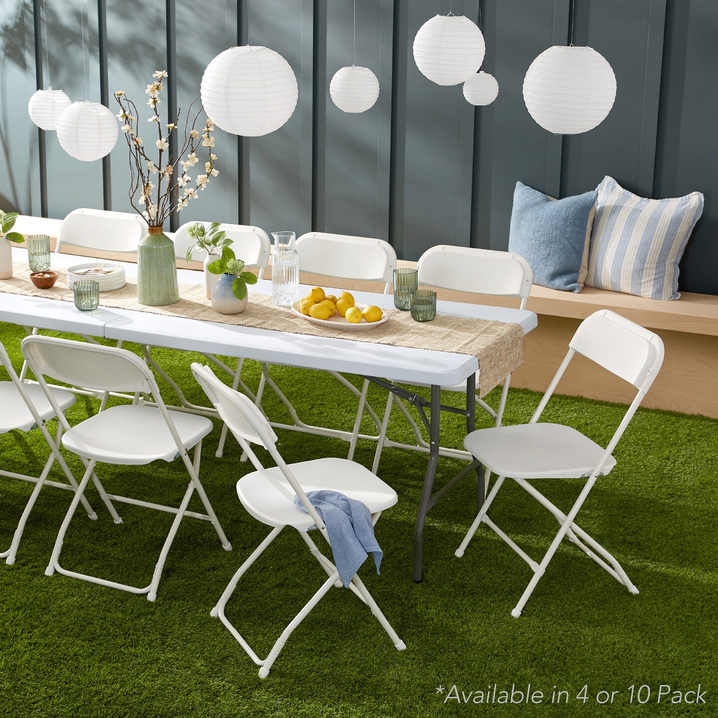 Best Choice Products Set of 10 Folding Stacking Plastic Chairs w/ Non-Slip Feet, 350lb Capacity