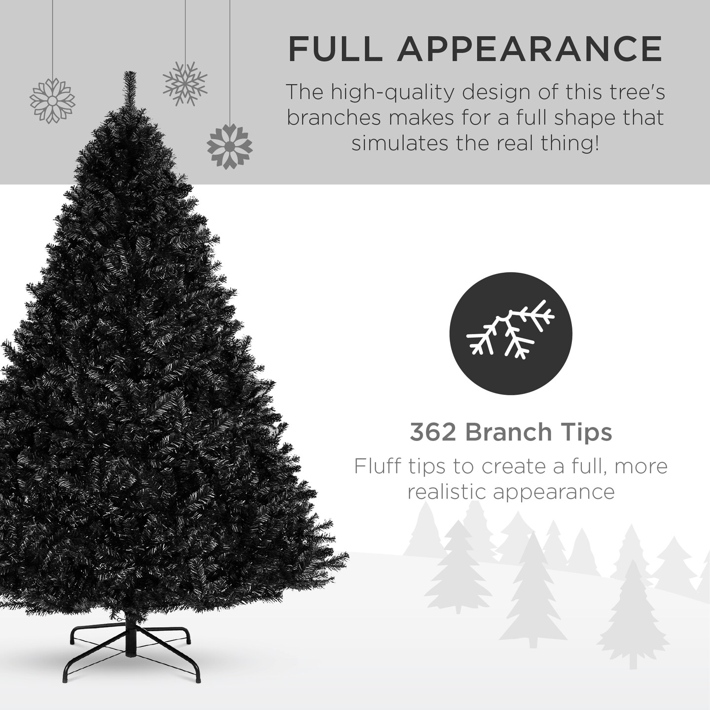 Best Choice Products Artificial Full Black Christmas Tree Holiday Decoration