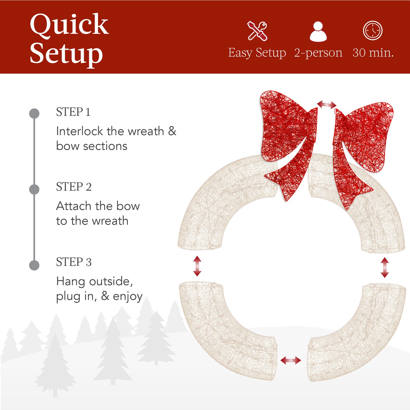 Best Choice Products 48in Pre-Lit Outdoor Christmas Wreath, LED Metal Holiday D&#xE9;cor w/ 140 Lights, Bow