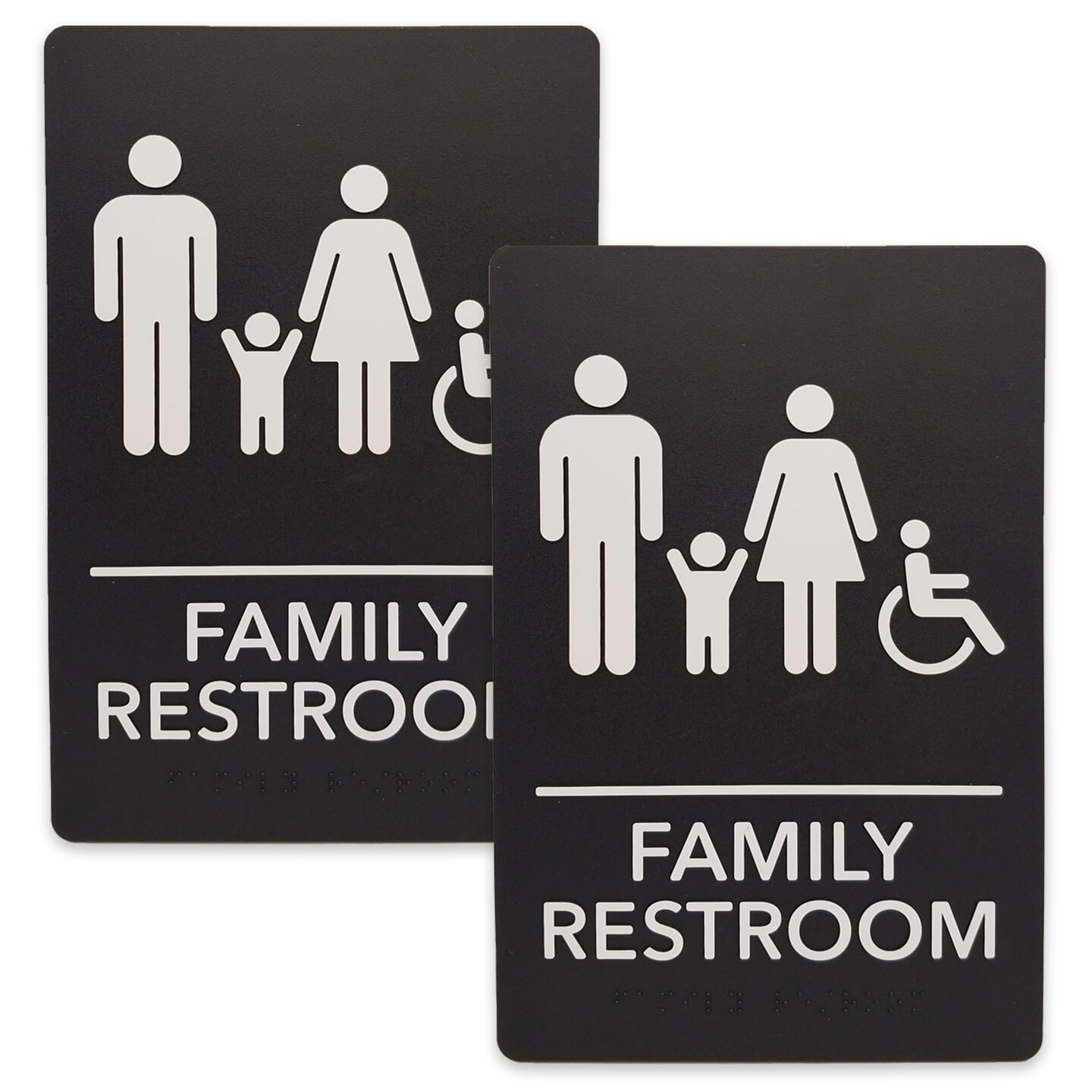 ADA-Compliant Wayfinding Signs &#x2013; Durable, Non-Glare, Scratch-Resistant &#x26; Ready to Install. Featuring Grade 2 Braille &#x26; Raised Tactile Text, These Premade Signs Ensure Easy Compliance for Businesses 2 Pack