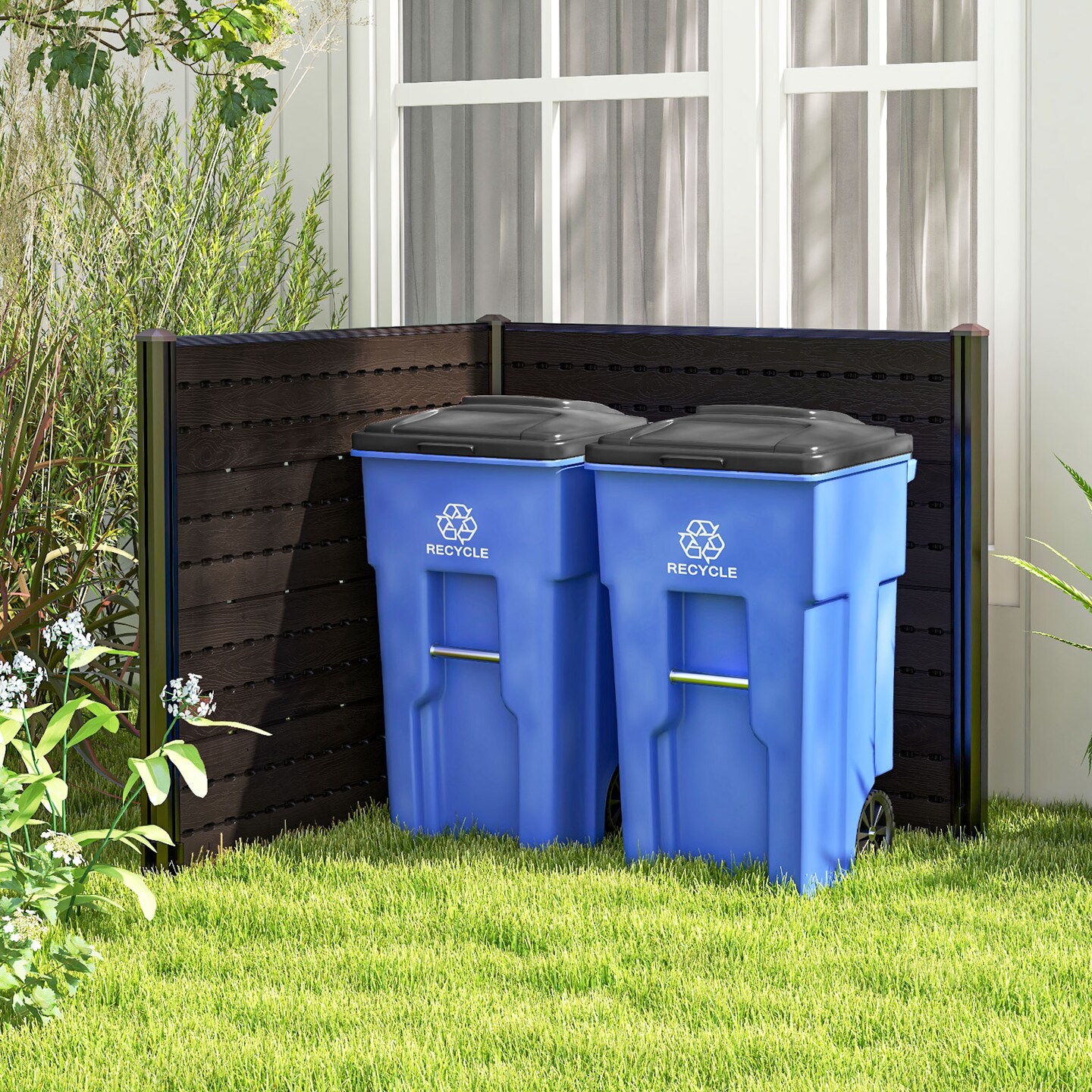 Outdoor Privacy Fence Screen with 5 Ground Stakes for Garden Yard Patio