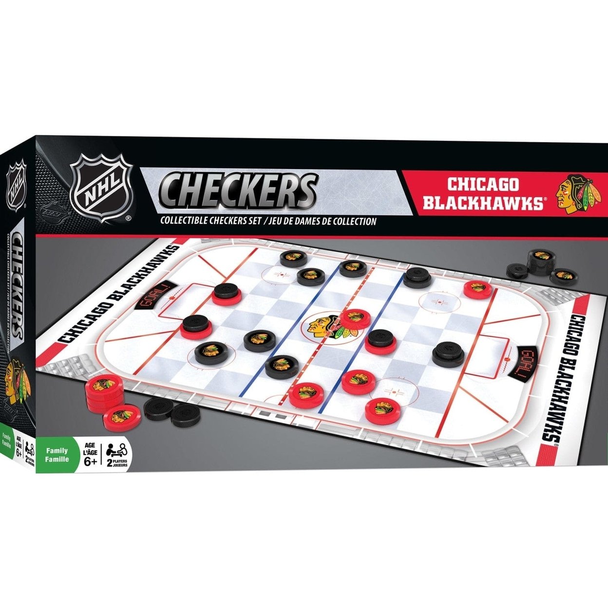 Chicago Blackhawks Checkers Board Game 24 Pieces Officially Licensed Nhl