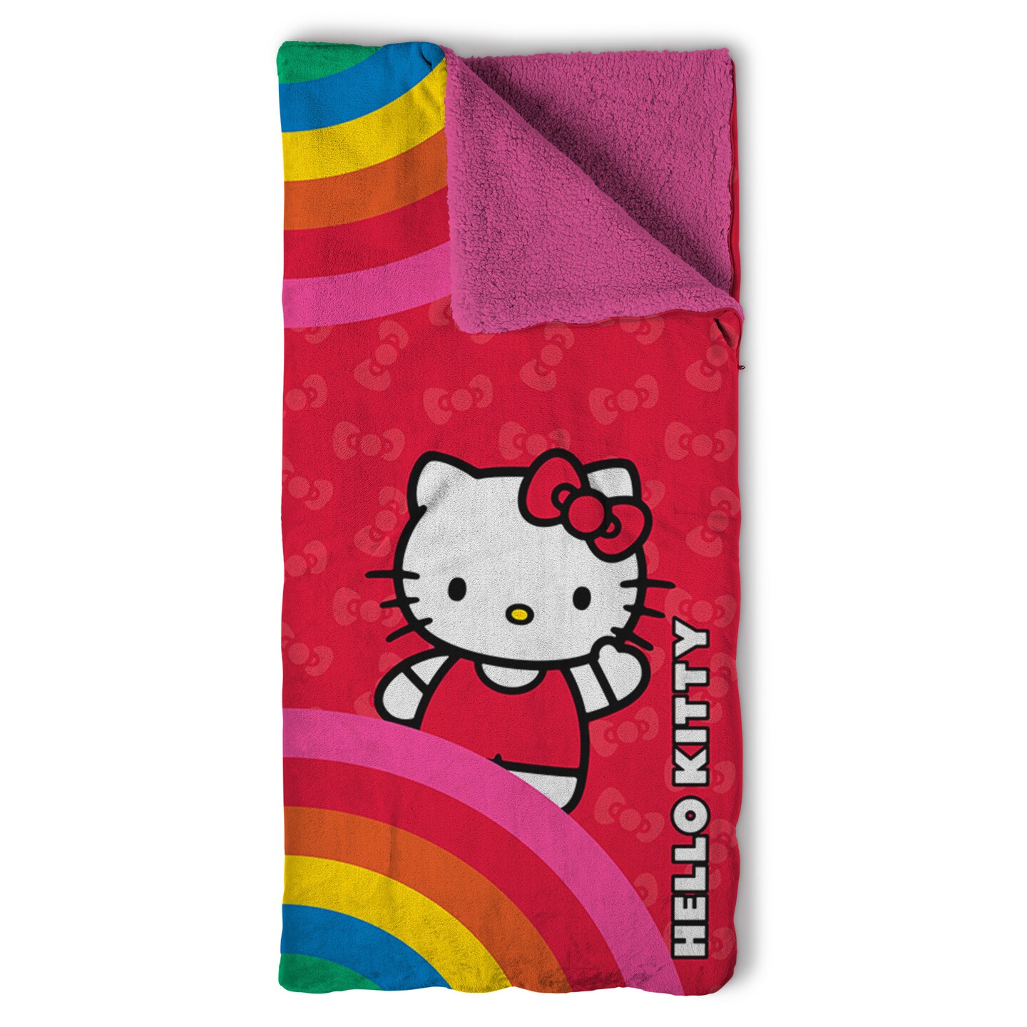 Sanrio Hello Kitty Pink Pride Silk Touch Throw Blanket Sherpa Slumber Bag 27×56 Inches