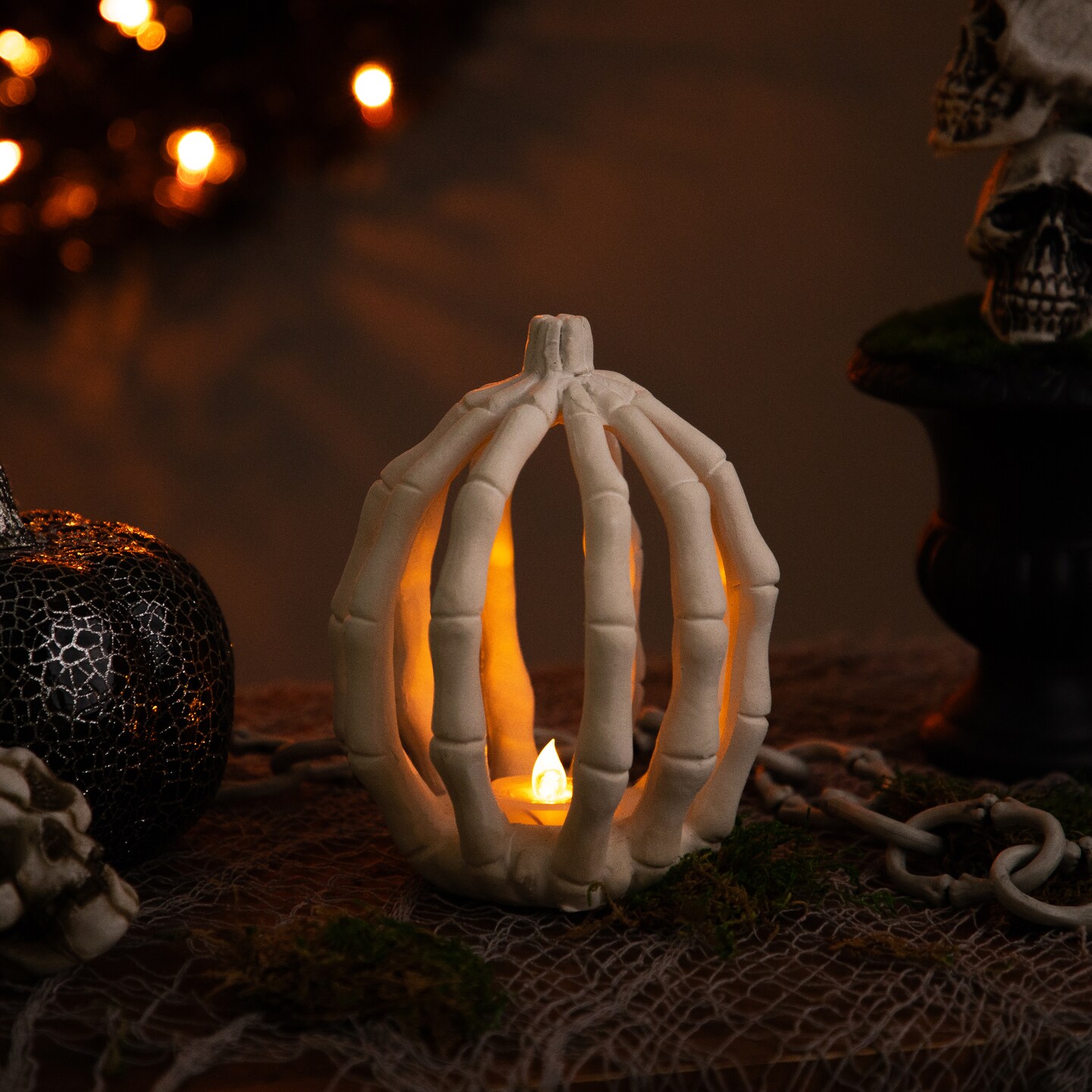Northlight LED Lighted Skeleton Pumpkin Halloween Decoration - 6.25&#x22;