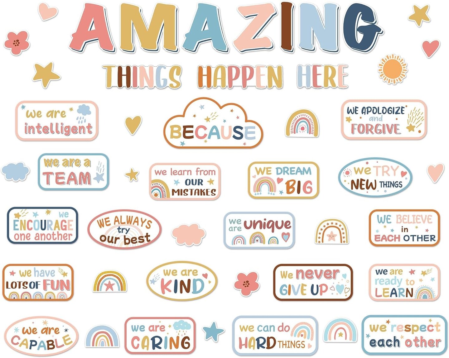 Boho Welcome Back to School Bulletin Board Decoration (Colorful)