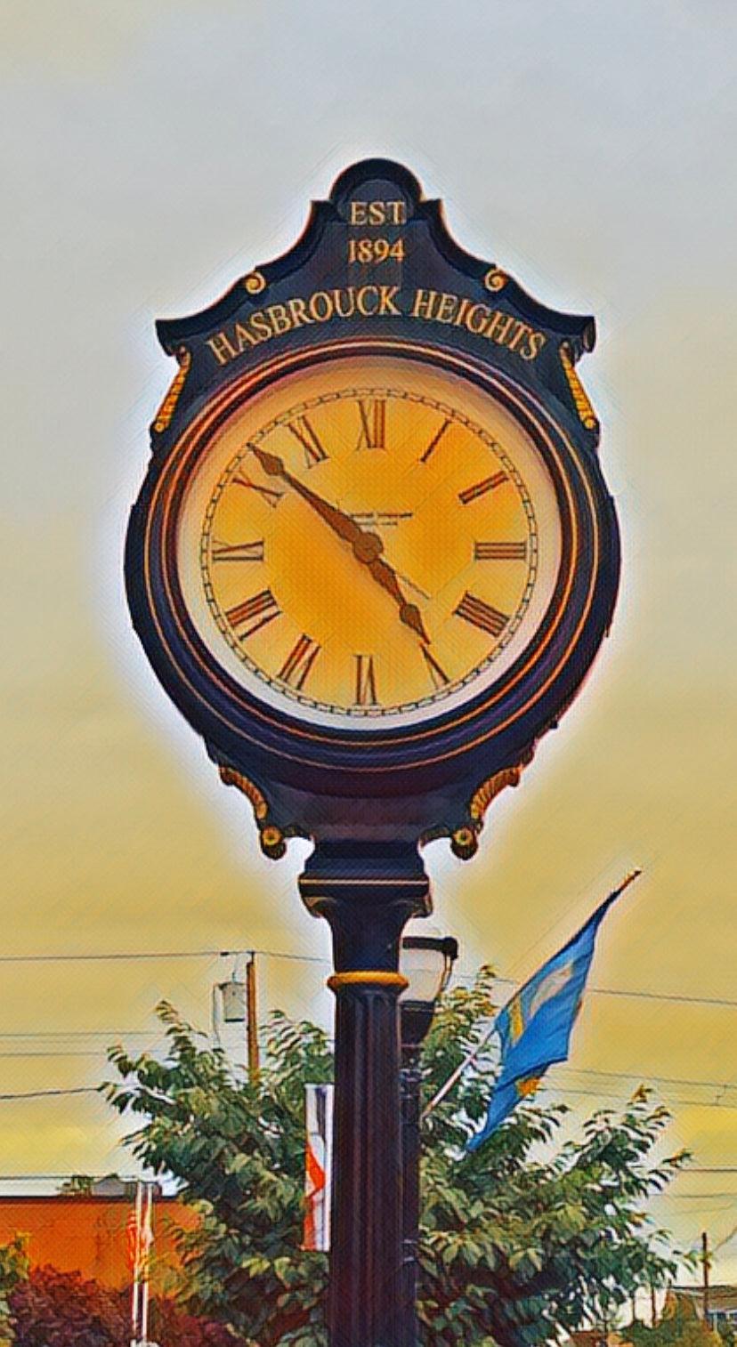 Hasbrouck Heights, New Jersey Clock Abstract Framed Art