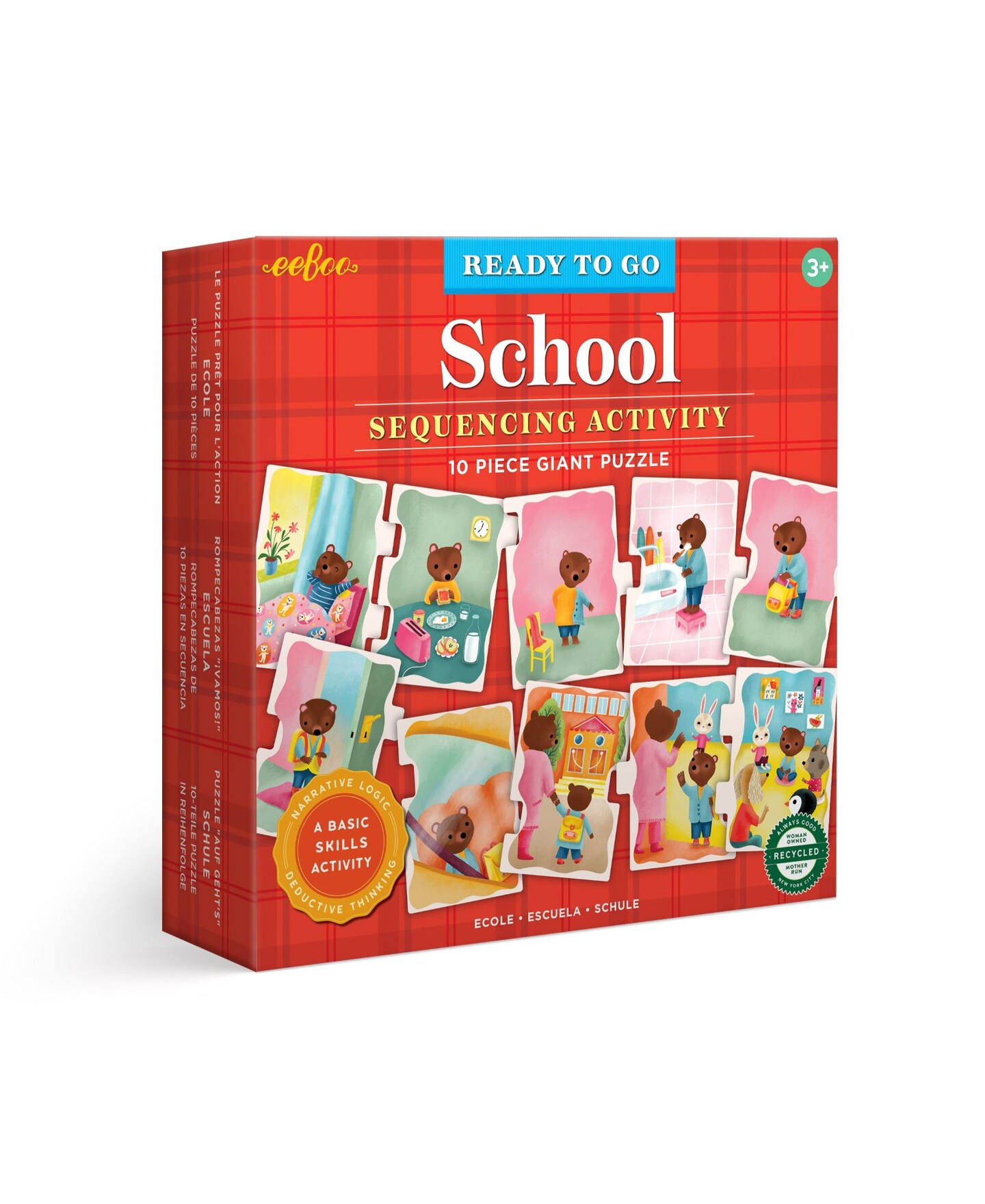 eeBoo Ready to Go Puzzle - School - Sequencing Activity, Ages 3 and Up