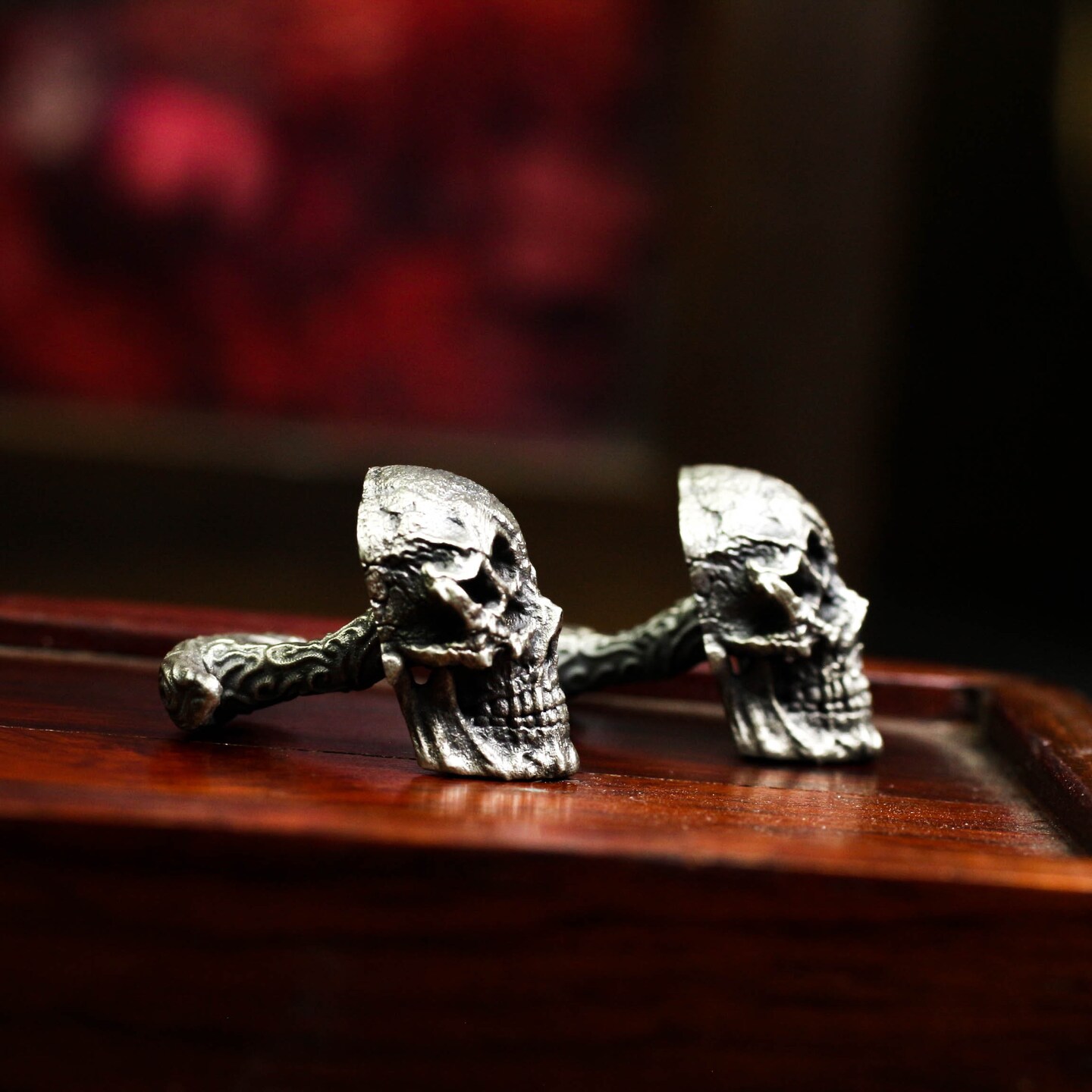 Six-Eyed Skull Cufflinks: Solid 925 Silver, Hand Cast Accessory