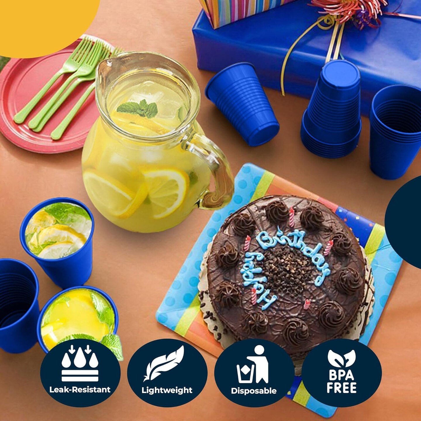 Exquisite Party Solids 12 Oz Plastic Cups – 100 Pack Disposable Cups for Parties & Events | Durable Plastic Party Cups | Bulk Drink Cups for Soda, plastic cup | Recyclable Disposable Cups for Everyday Use & Celebrations