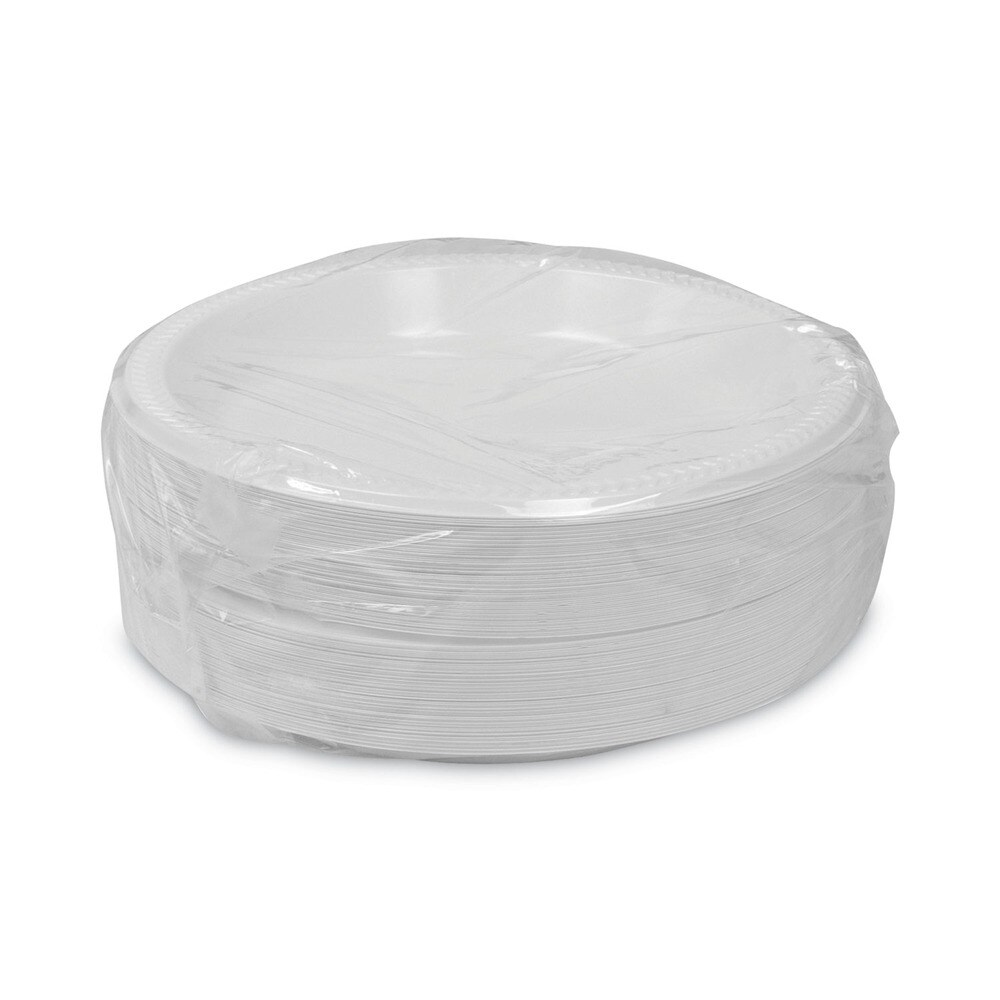 Pactiv Corp. 10.25 in. Diameter Meadoware Impact Plastic Plate Dinnerware - White (500/Carton)