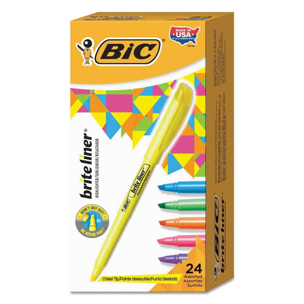 BIC Brite Liner Chisel Tip Highlighter Value Pack - Assorted Ink/Barrel Colors (1-Set)
